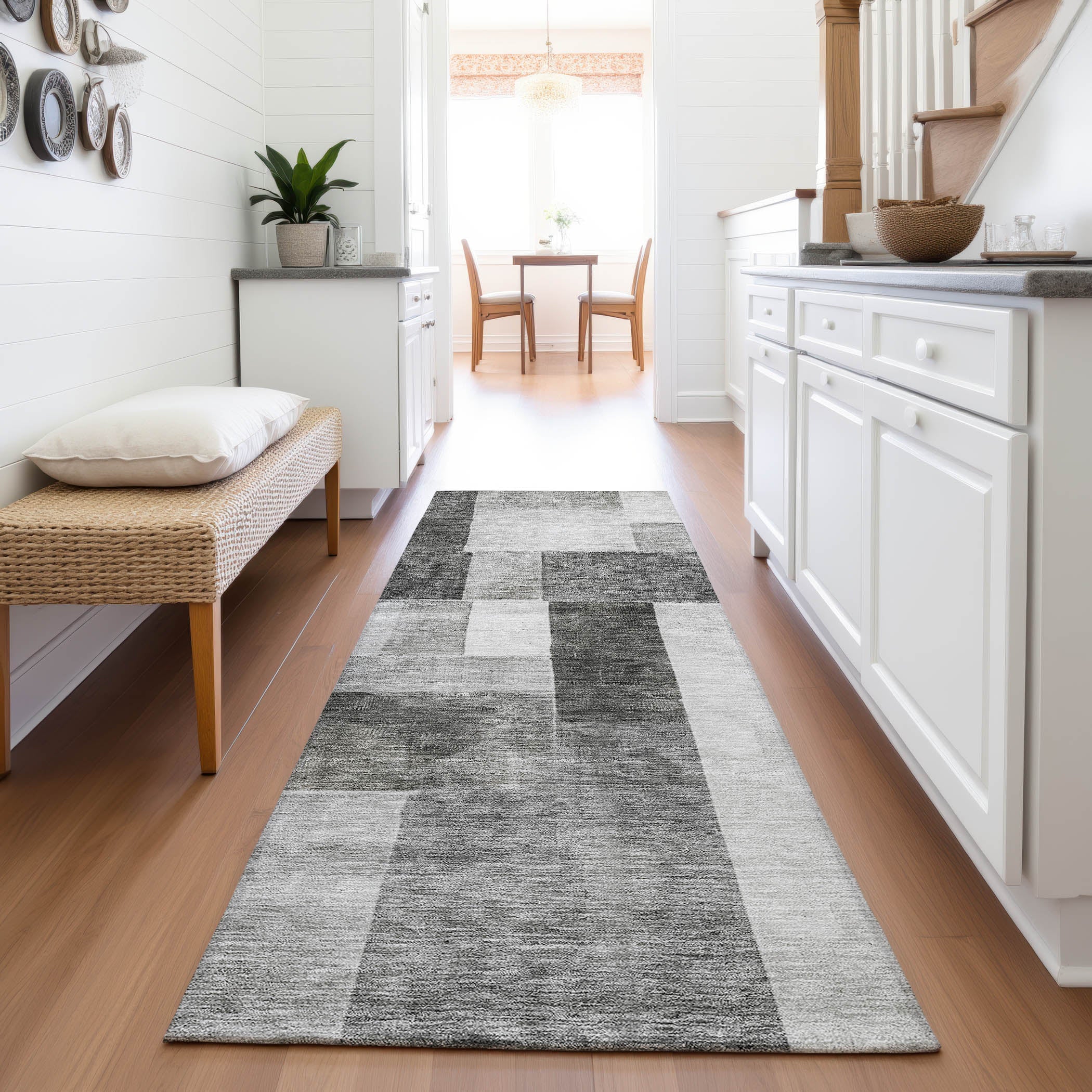 Prague Machine Washable Transitional Pewter Gray Rug 2'3" x 7'6" #shape_Runner