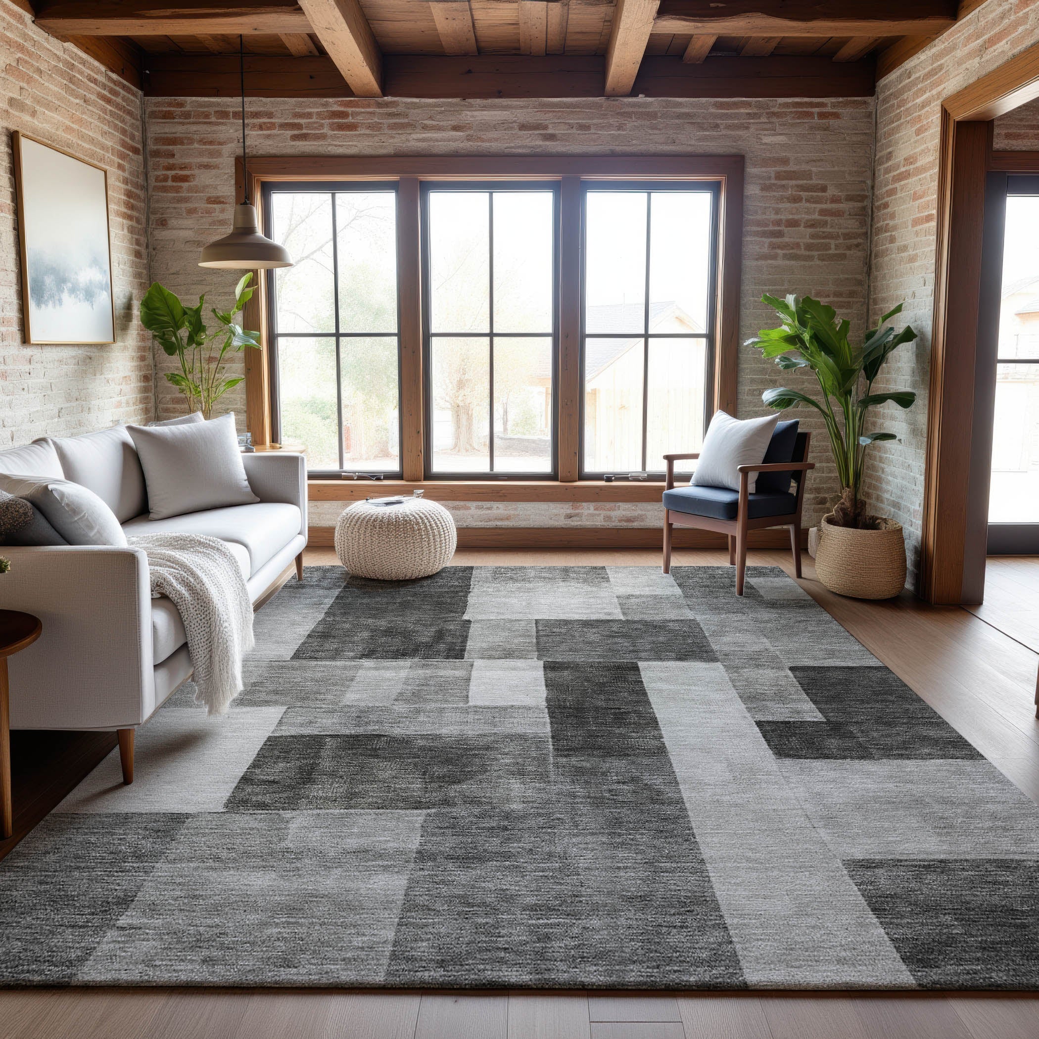 Prague Machine Washable Transitional Pewter Gray Rug 2'6" x 3'10" #shape_Rectangle
