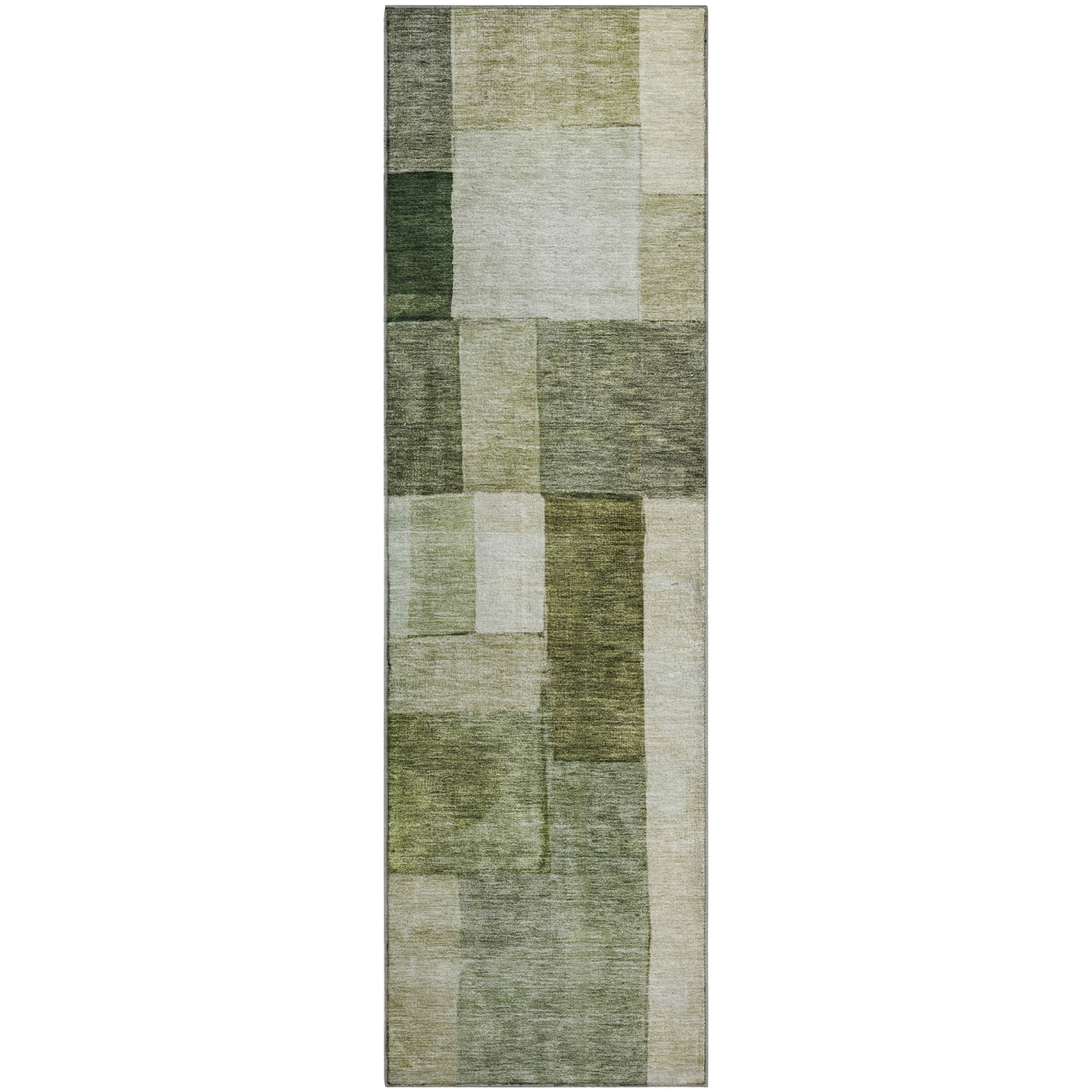 Prague Machine Washable Transitional Sage Green Rug 2'3" x 7'6" #shape_Runner