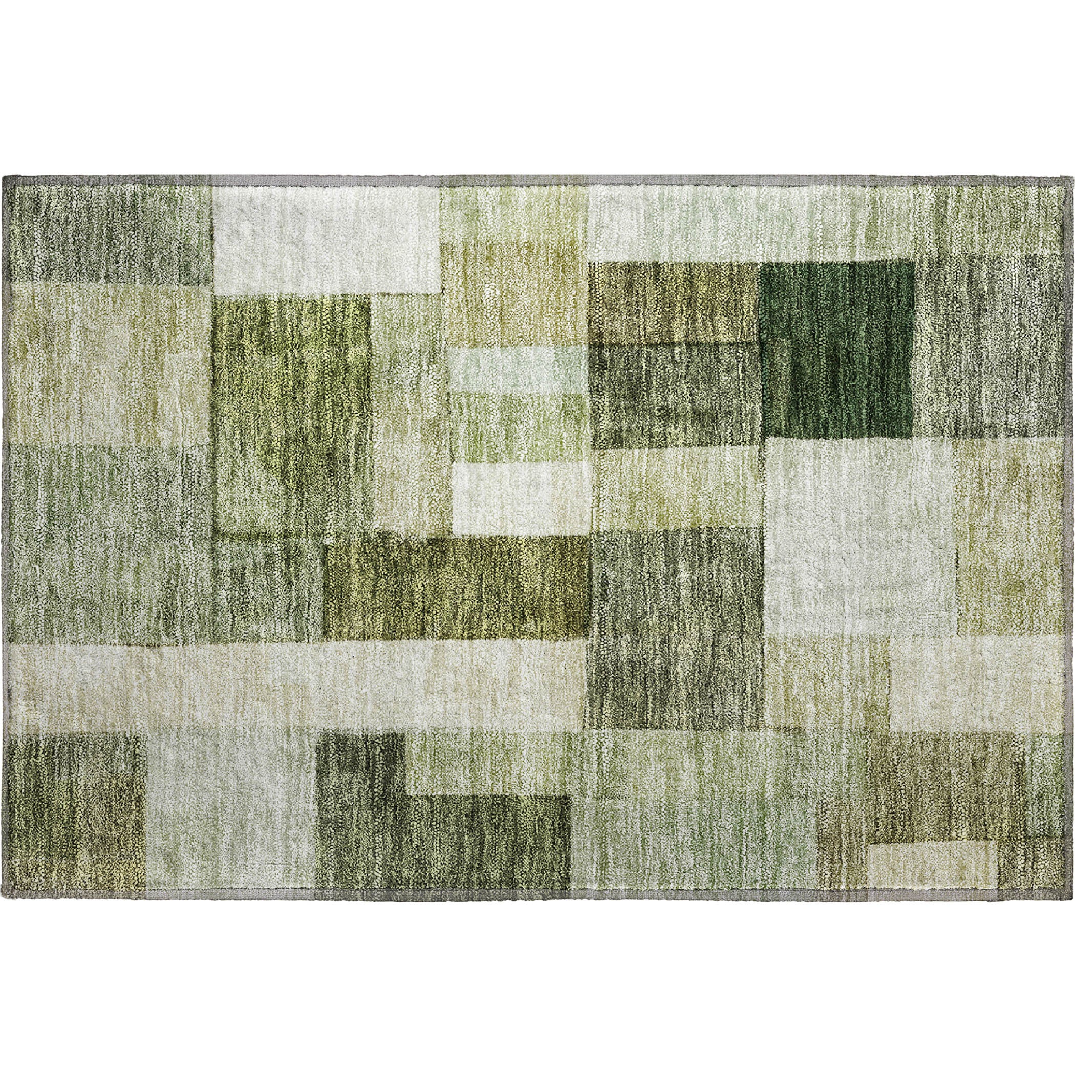 Prague Machine Washable Transitional Sage Green Rug 1'8" x 2'6" #shape_Rectangle