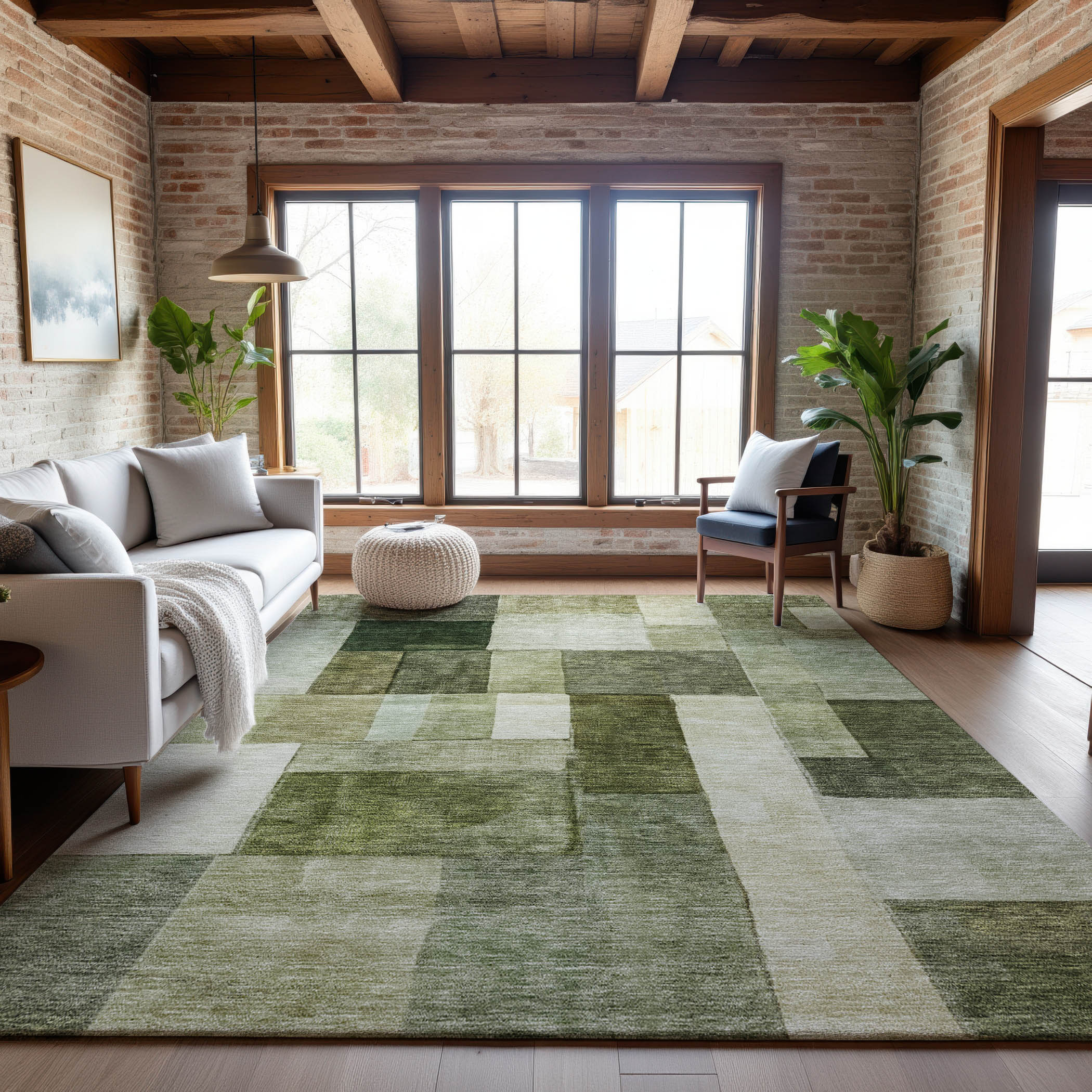 Prague Machine Washable Transitional Sage Green Rug 2'6" x 3'10" #shape_Rectangle