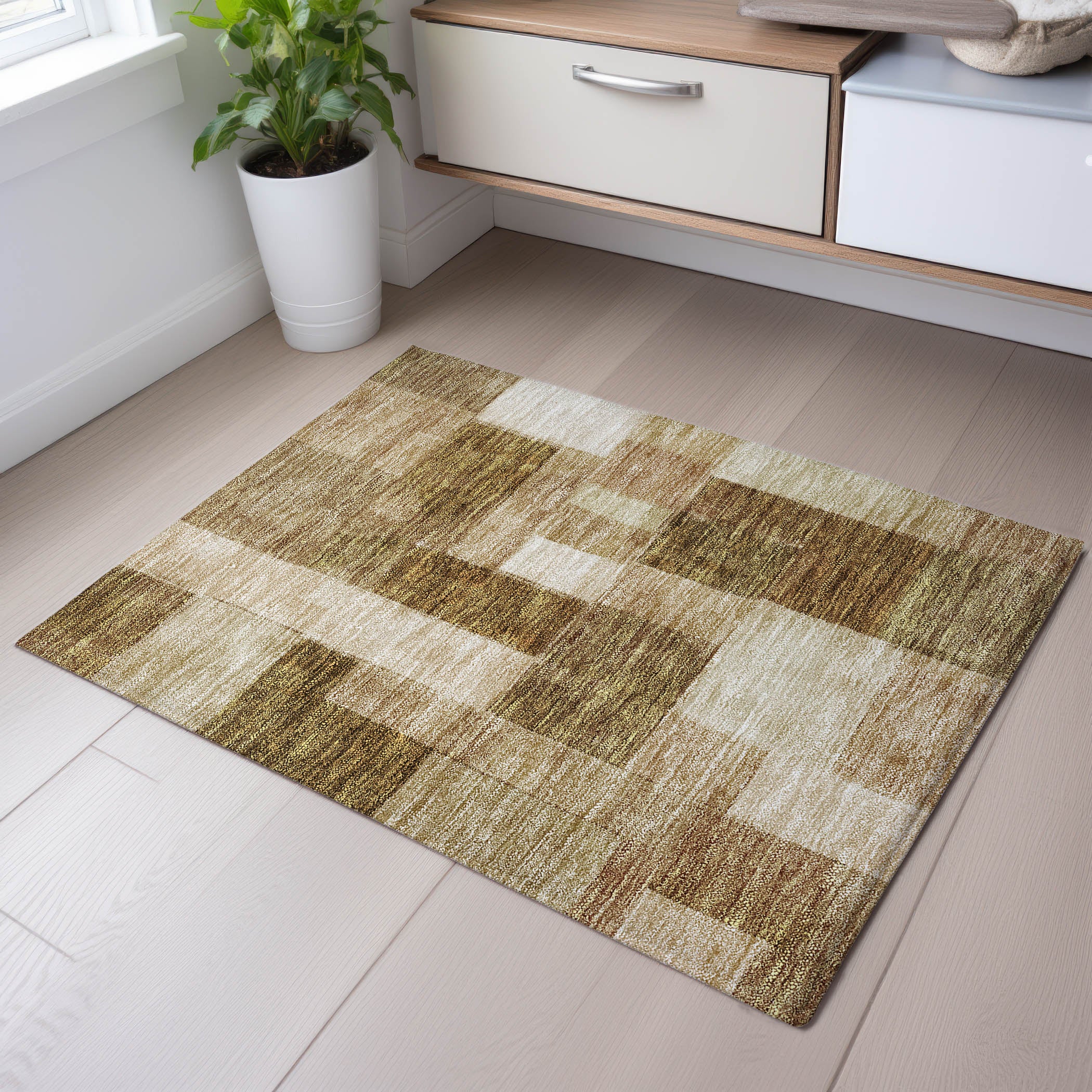 Prague Machine Washable Transitional Terracotta Orange Rug 1'8" x 2'6" #shape_Rectangle