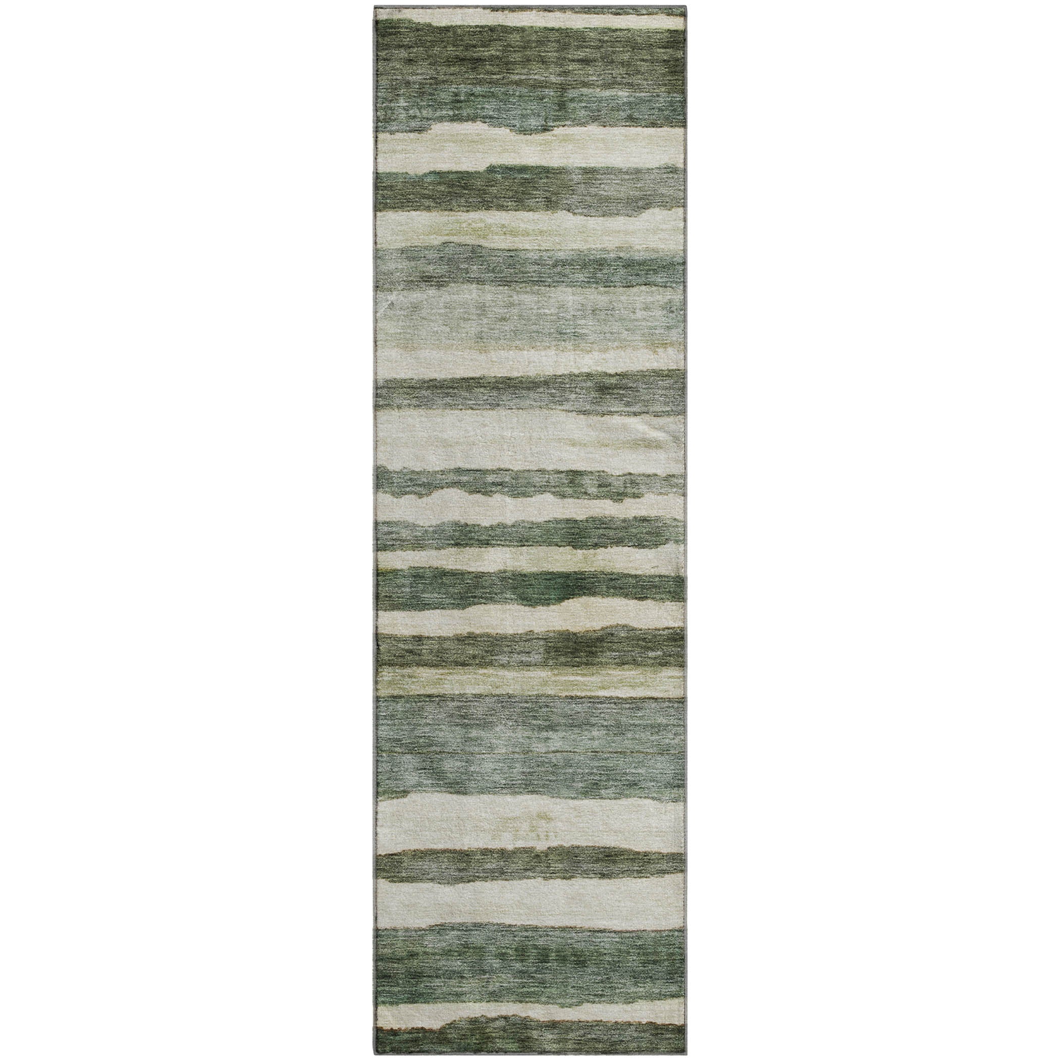 Santorini Machine Washable Transitional Sage Green Rug 2'3" x 7'6" #shape_Runner