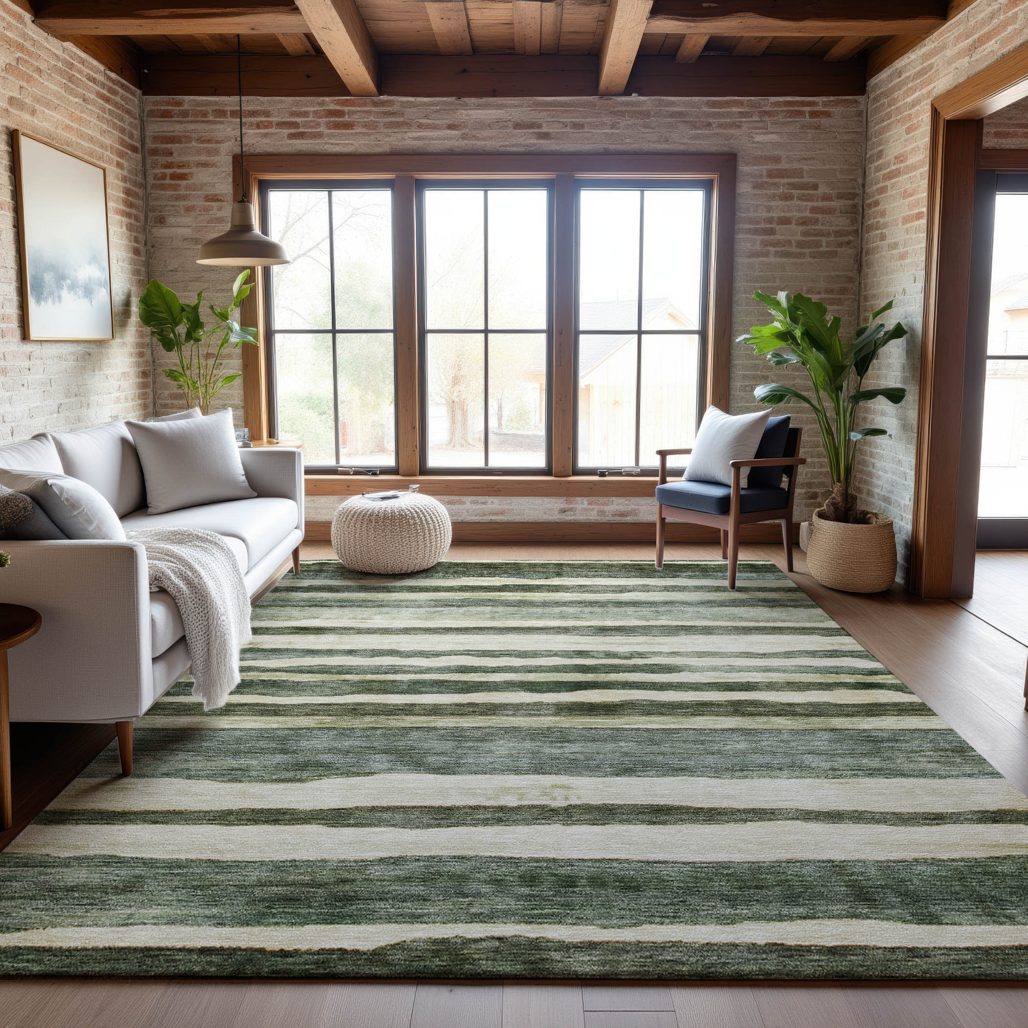 Santorini Machine Washable Transitional Sage Green Rug 2'6" x 3'10" #shape_Rectangle