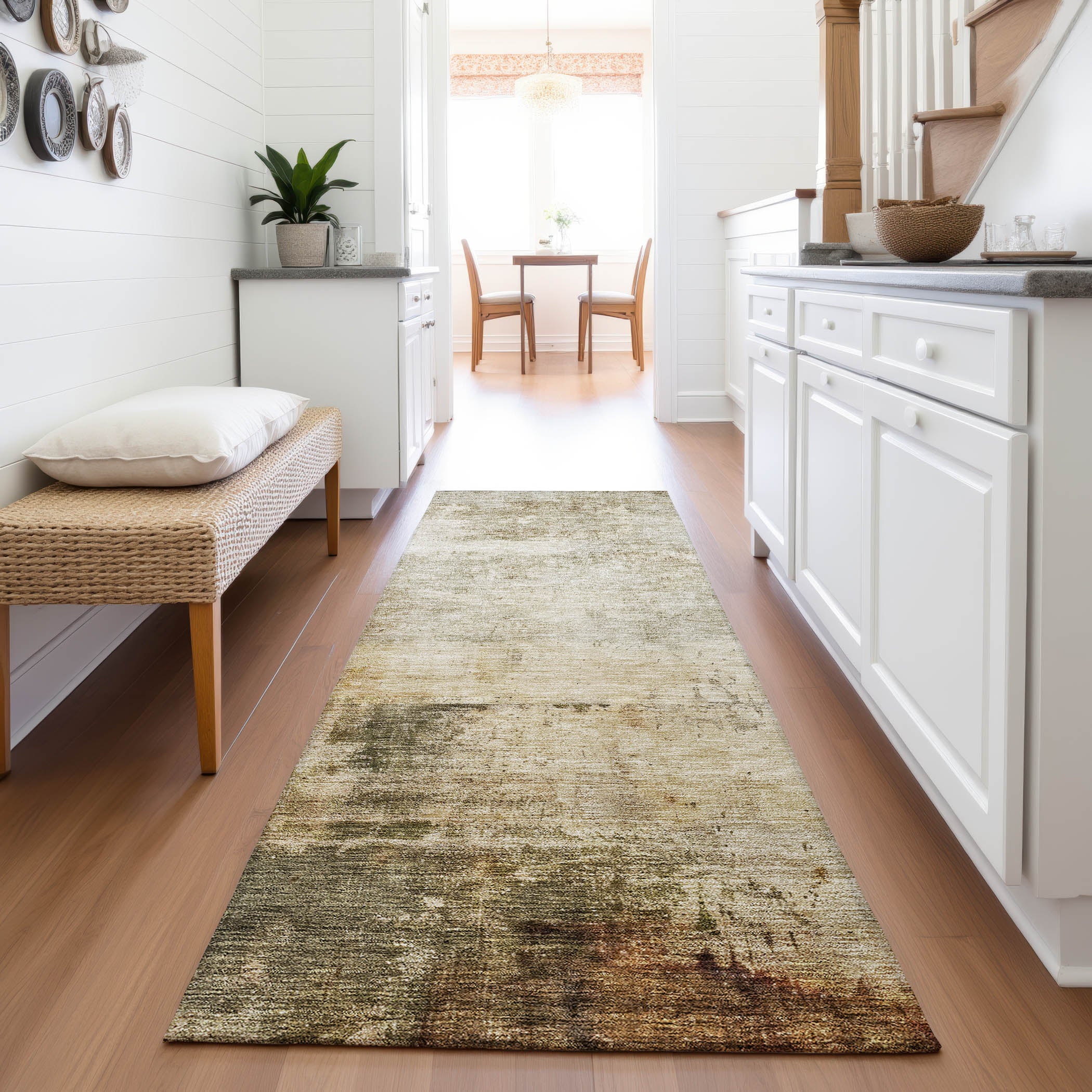 Lucerne Machine Washable Transitional Linen Ivory Rug 2'3" x 7'6" #shape_Runner