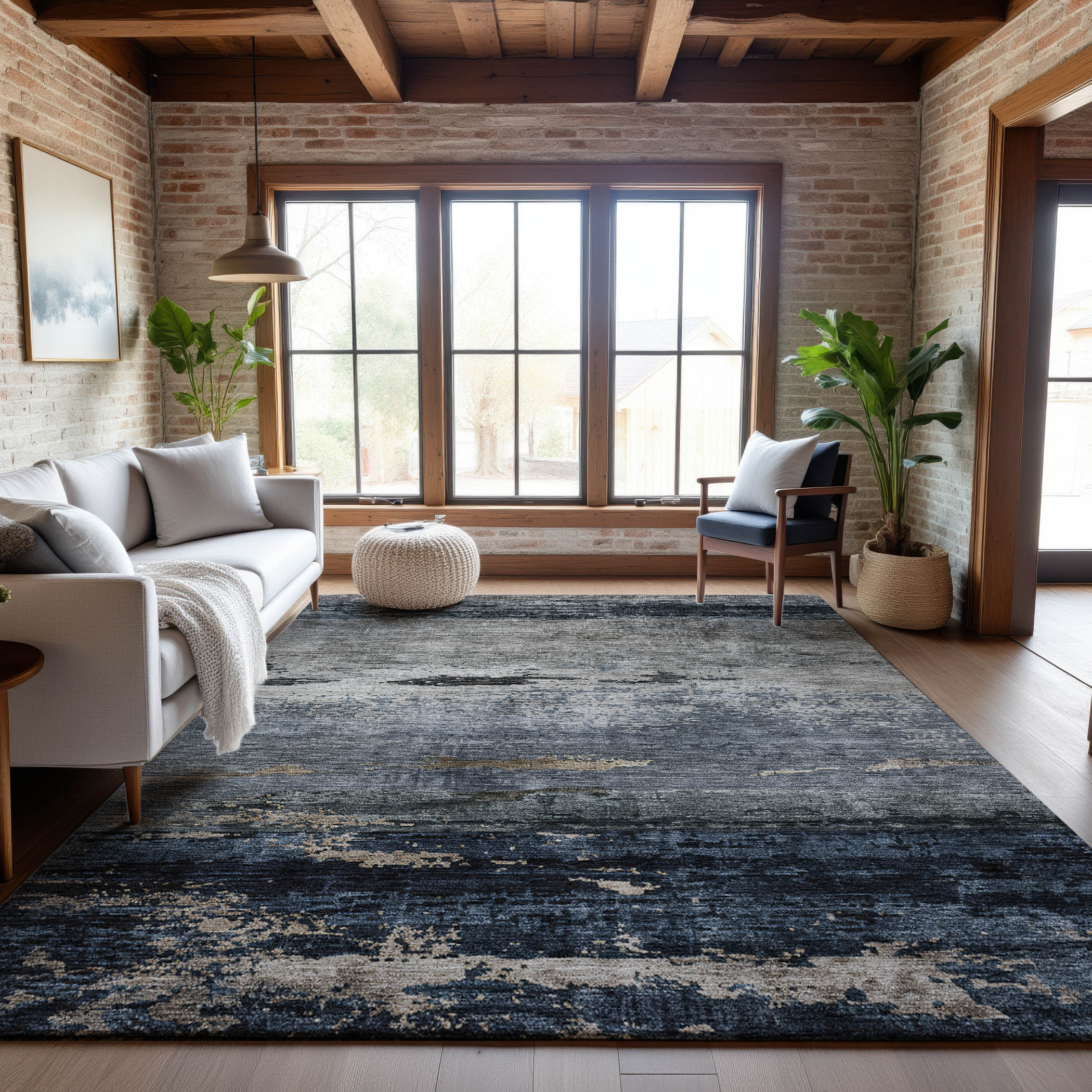 Reykjavik Machine Washable Transitional Navy Blue Rug 2'6" x 3'10" #shape_Rectangle