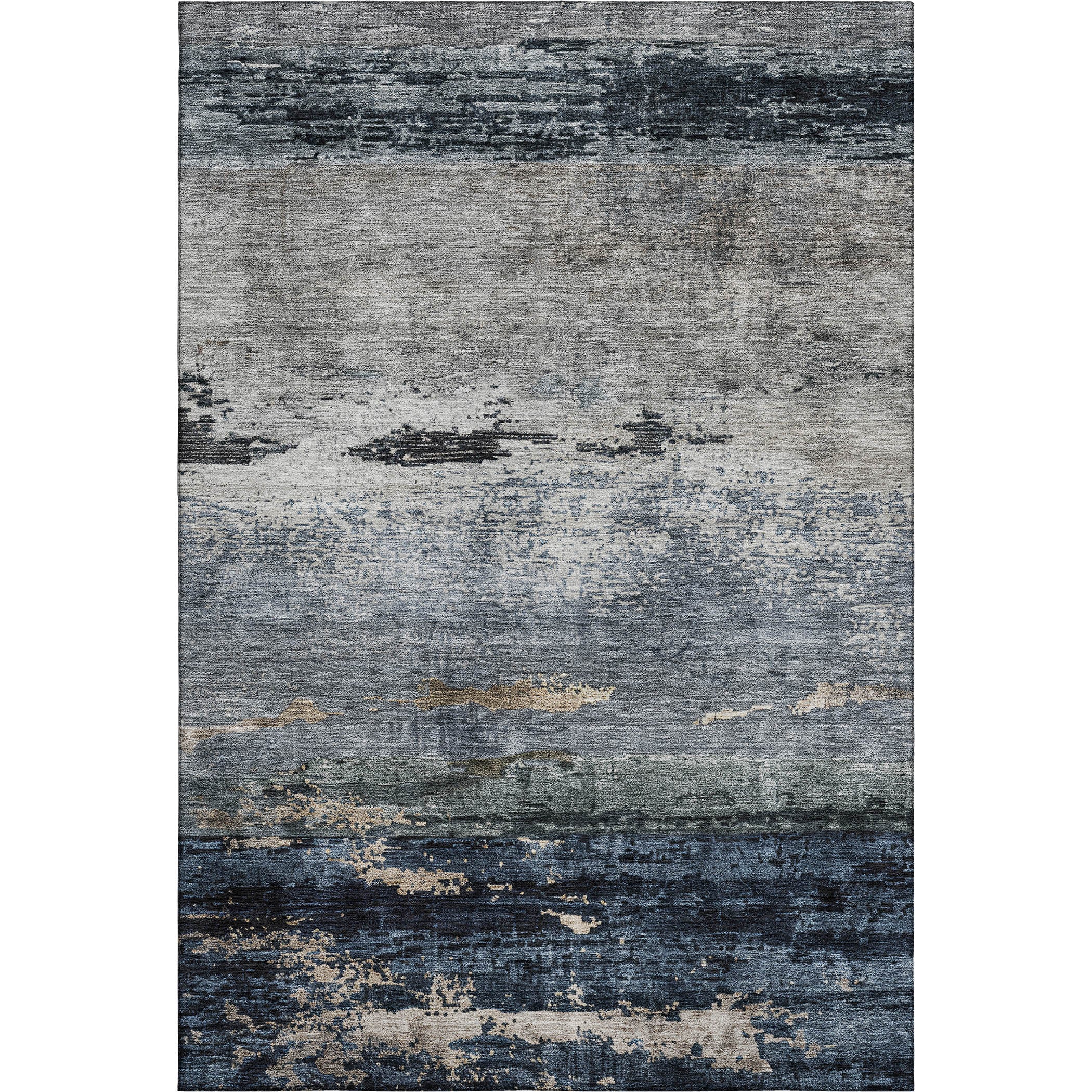 Reykjavik Machine Washable Transitional Navy Blue Rug 2'6" x 3'10" #shape_Rectangle