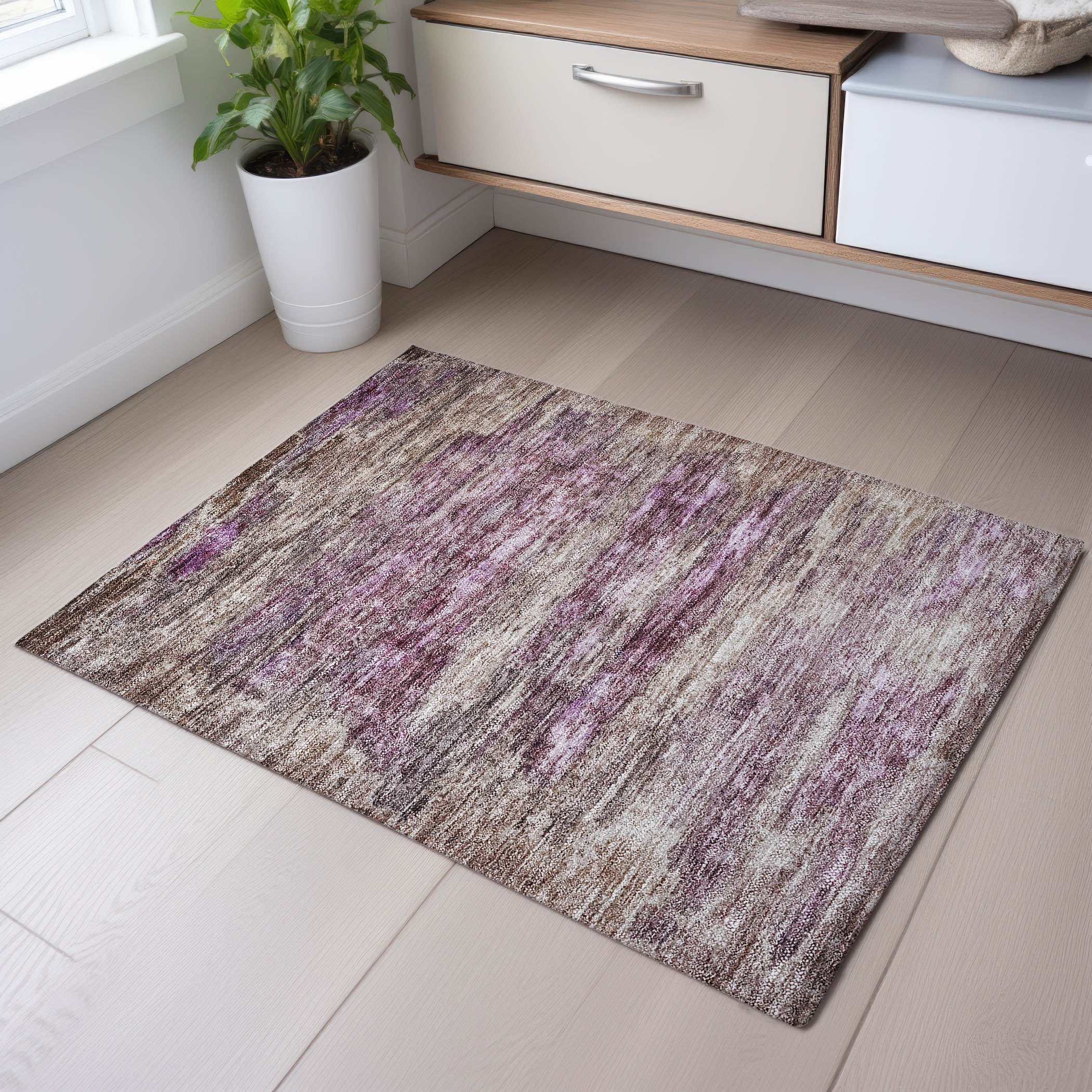 Valletta Machine Washable Transitional Blush Pink Rug 1'8" x 2'6" #shape_Rectangle
