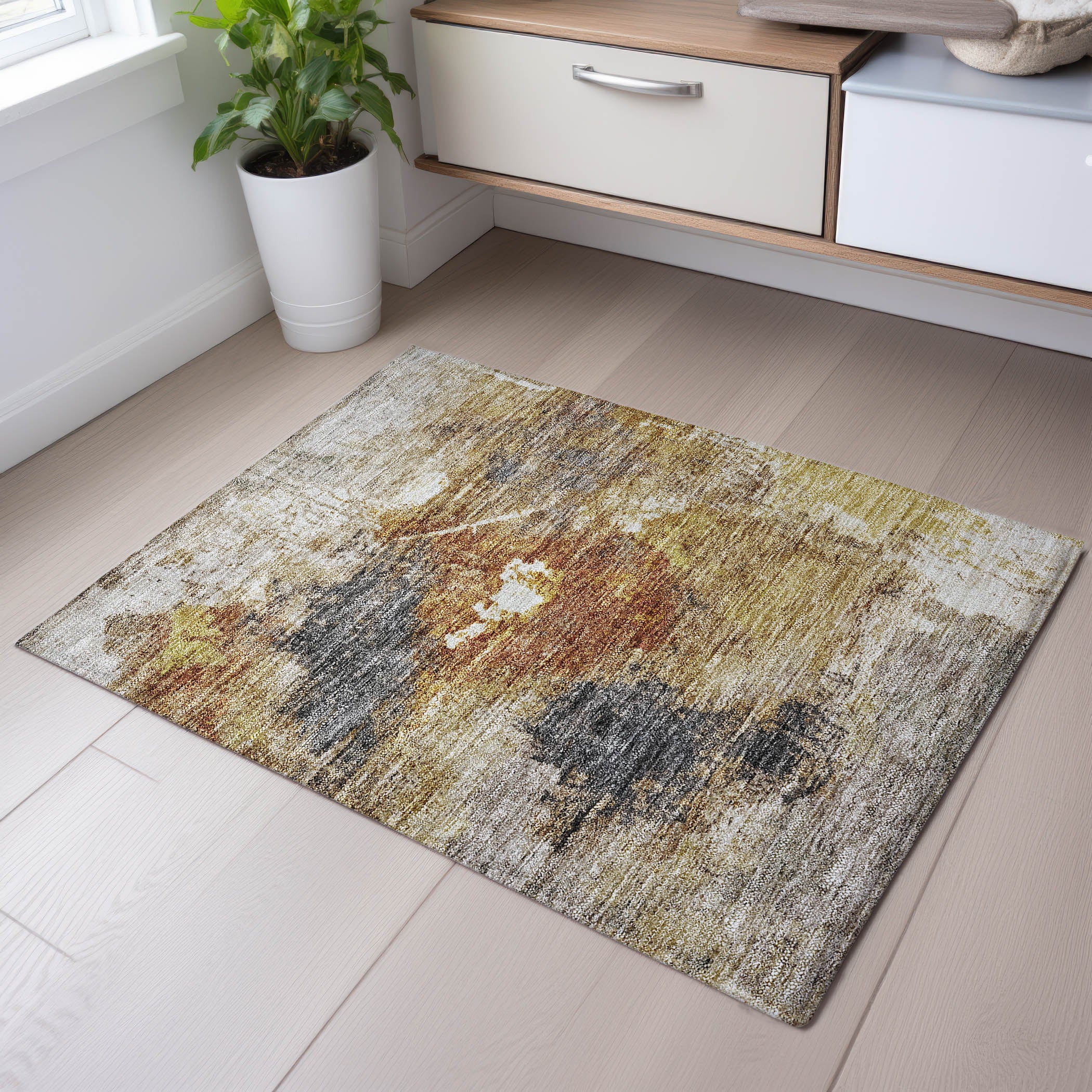 Tbilisi Machine Washable Transitional Taupe Brown Rug 1'8" x 2'6" #shape_Rectangle