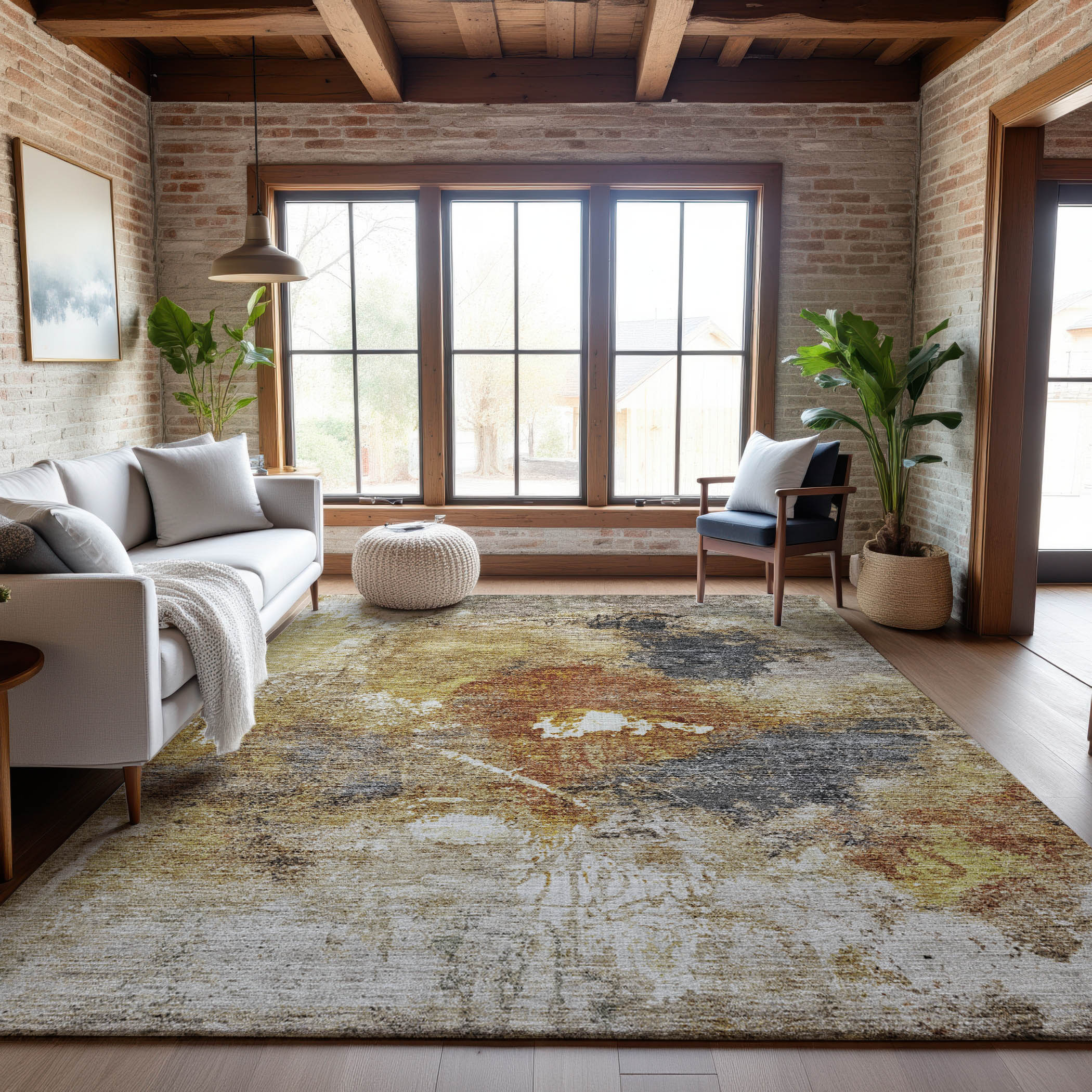Tbilisi Machine Washable Transitional Taupe Brown Rug 2'6" x 3'10" #shape_Rectangle