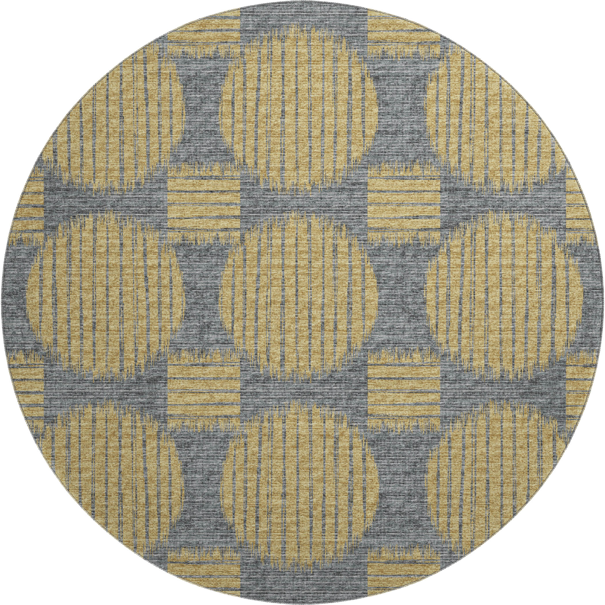 Bergen Machine Washable Transitional Gilded Yellow Rug 8' x 8' #shape_Round
