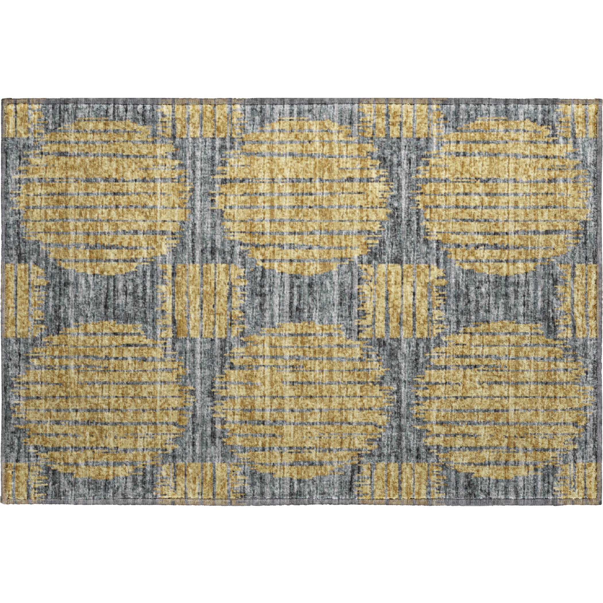 Bergen Machine Washable Transitional Gilded Yellow Rug 1'8" x 2'6" #shape_Rectangle