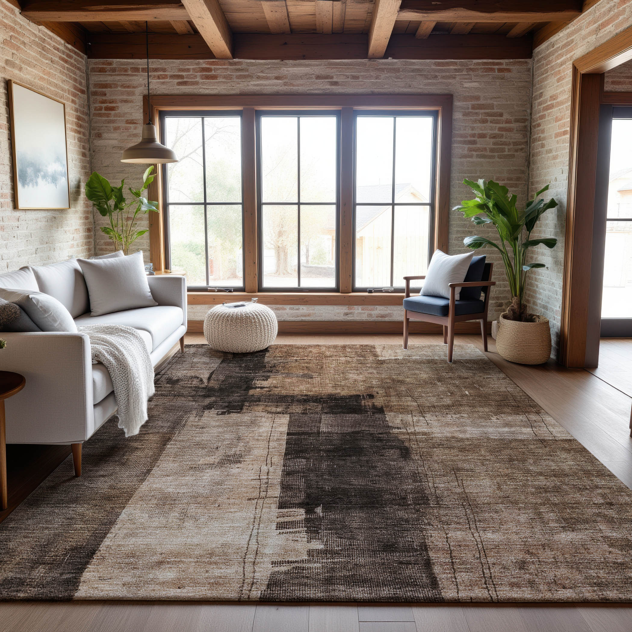 Hoi An Machine Washable Transitional Brown Rug 2'6" x 3'10" #shape_Rectangle