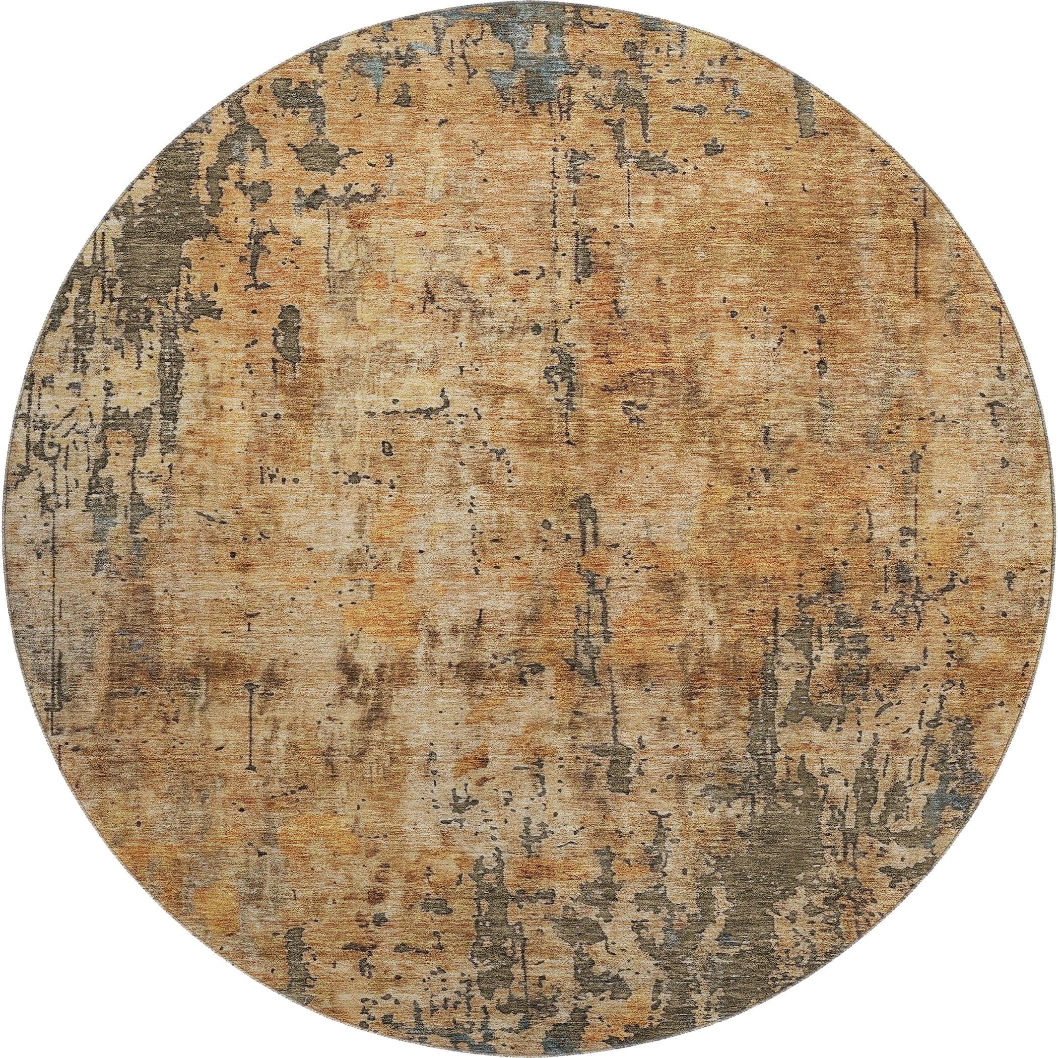 Sintra Machine Washable Transitional Copper Orange Rug 8' x 8' #shape_Round