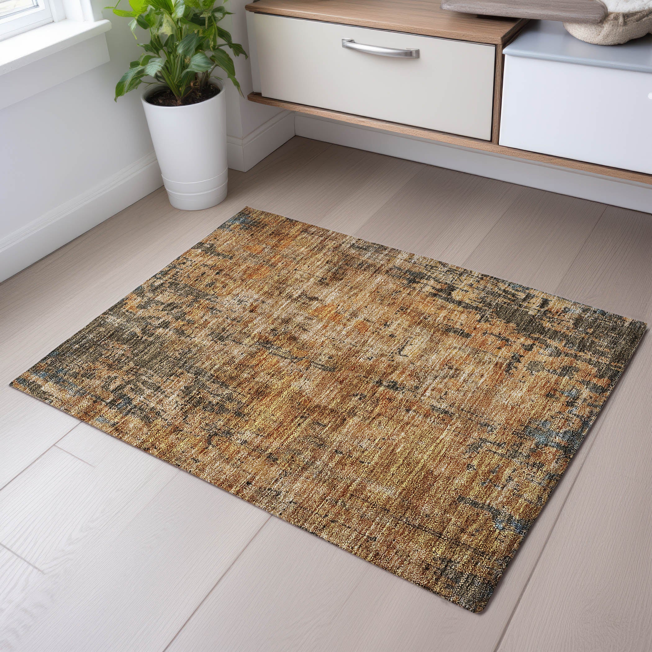 Sintra Machine Washable Transitional Copper Orange Rug 1'8" x 2'6" #shape_Rectangle
