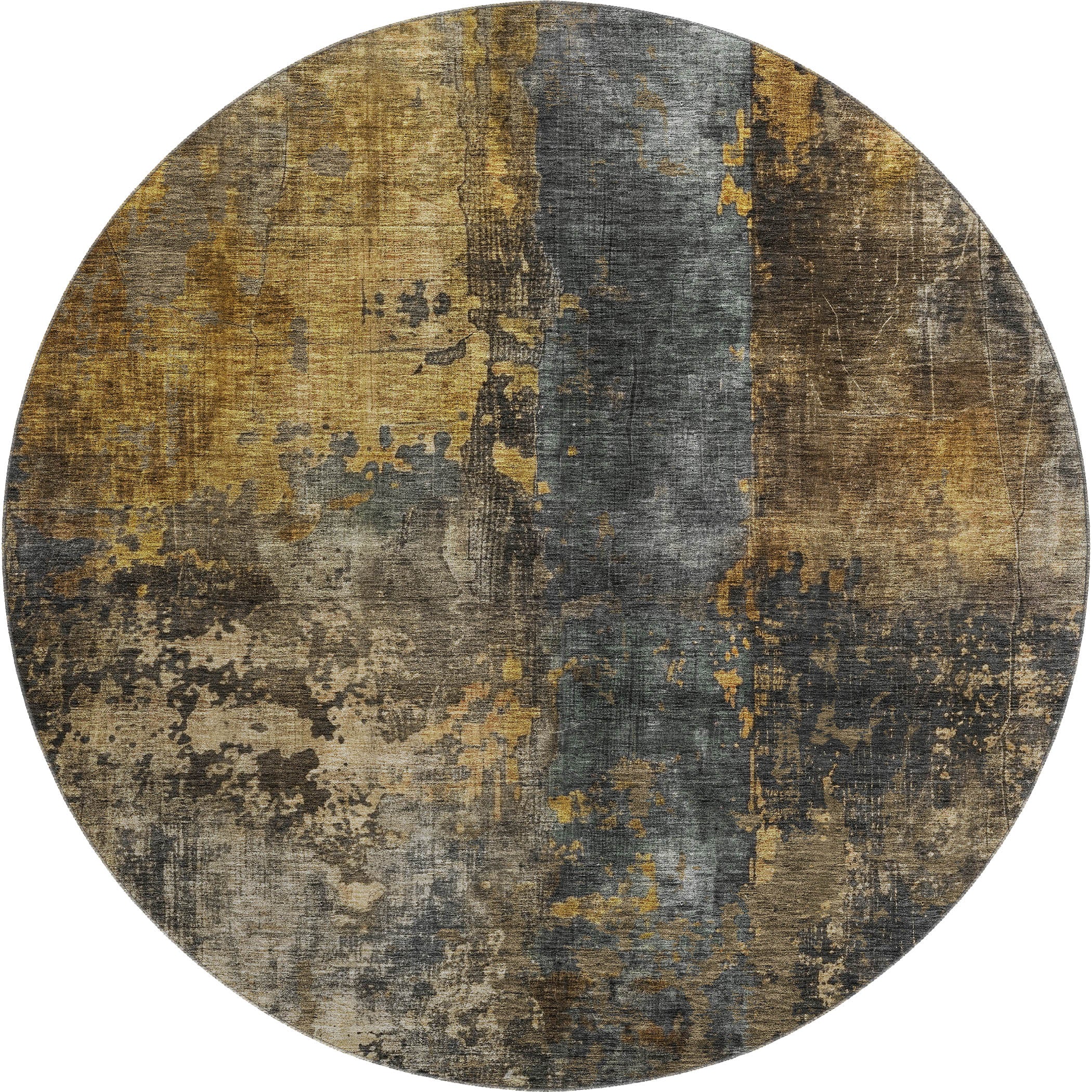 Cairo Machine Washable Transitional Gray Rug 8' x 8' #shape_Round