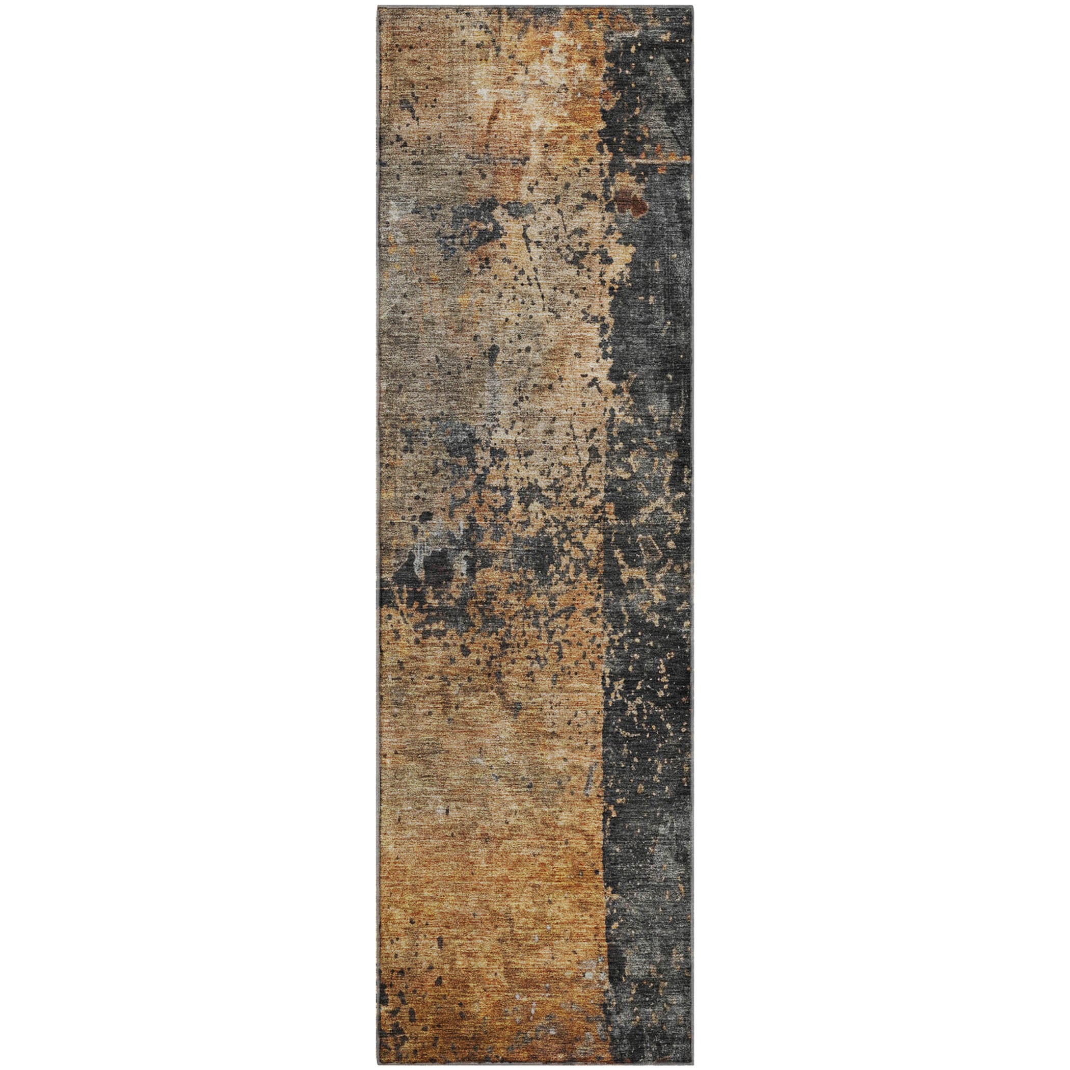 Dublin Machine Washable Transitional Copper Orange Rug 2'3" x 7'6" #shape_Runner