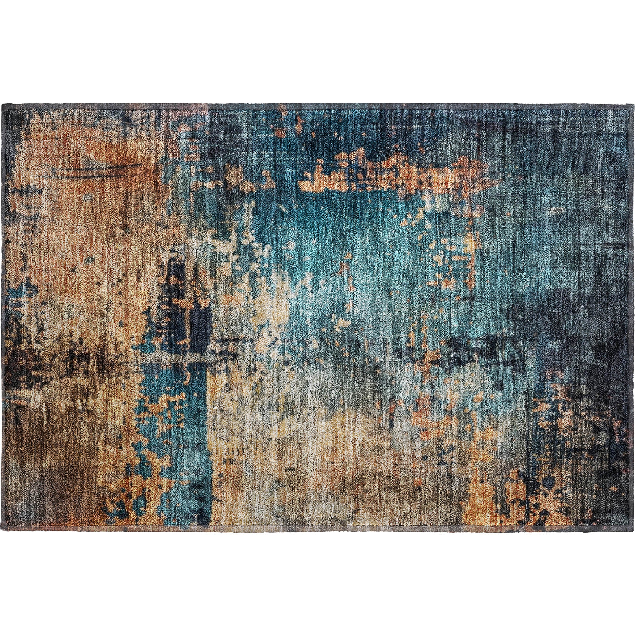 Vienna Machine Washable Transitional Teal Rug 1'8" x 2'6" #shape_Rectangle