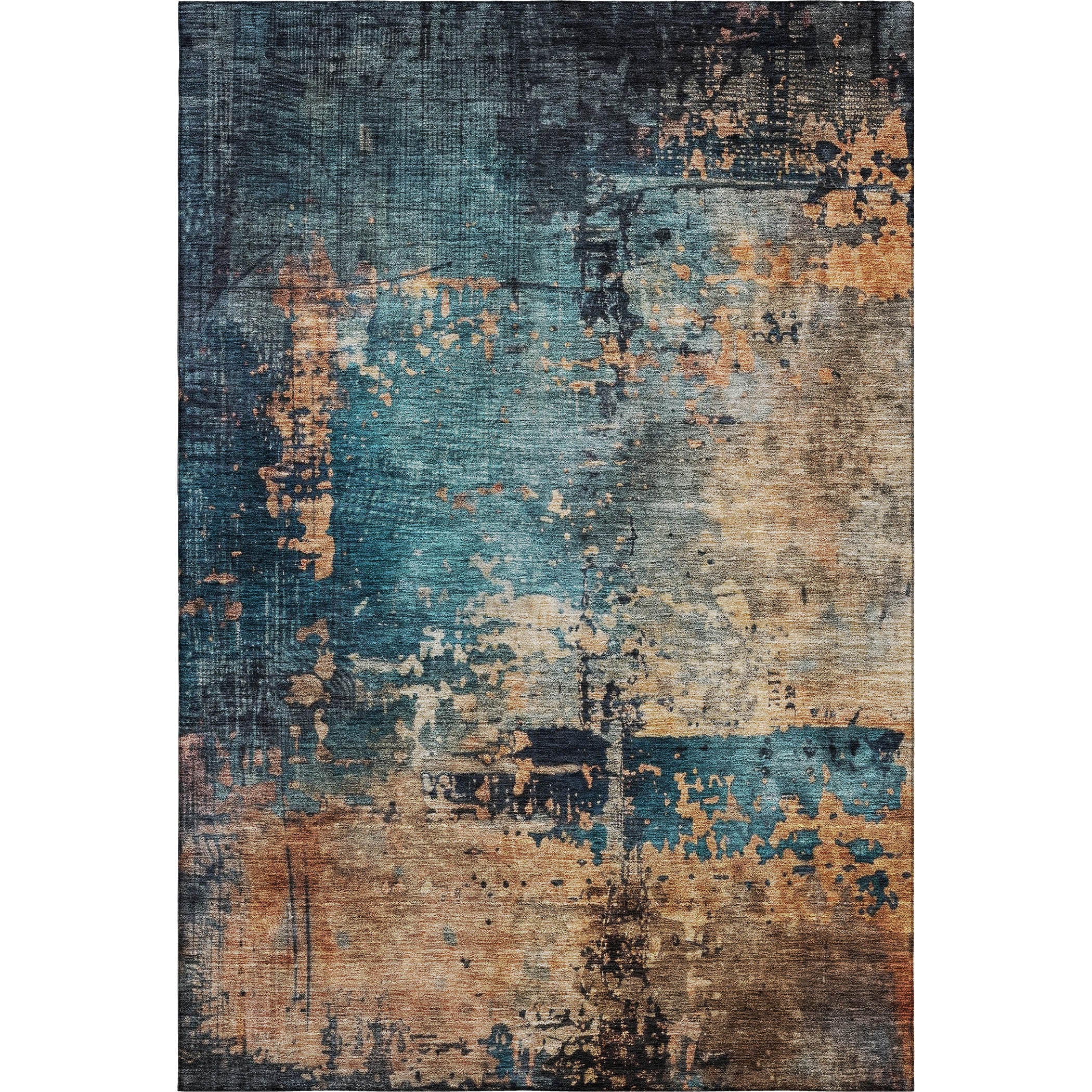 Vienna Machine Washable Transitional Teal Rug 2'6" x 3'10" #shape_Rectangle
