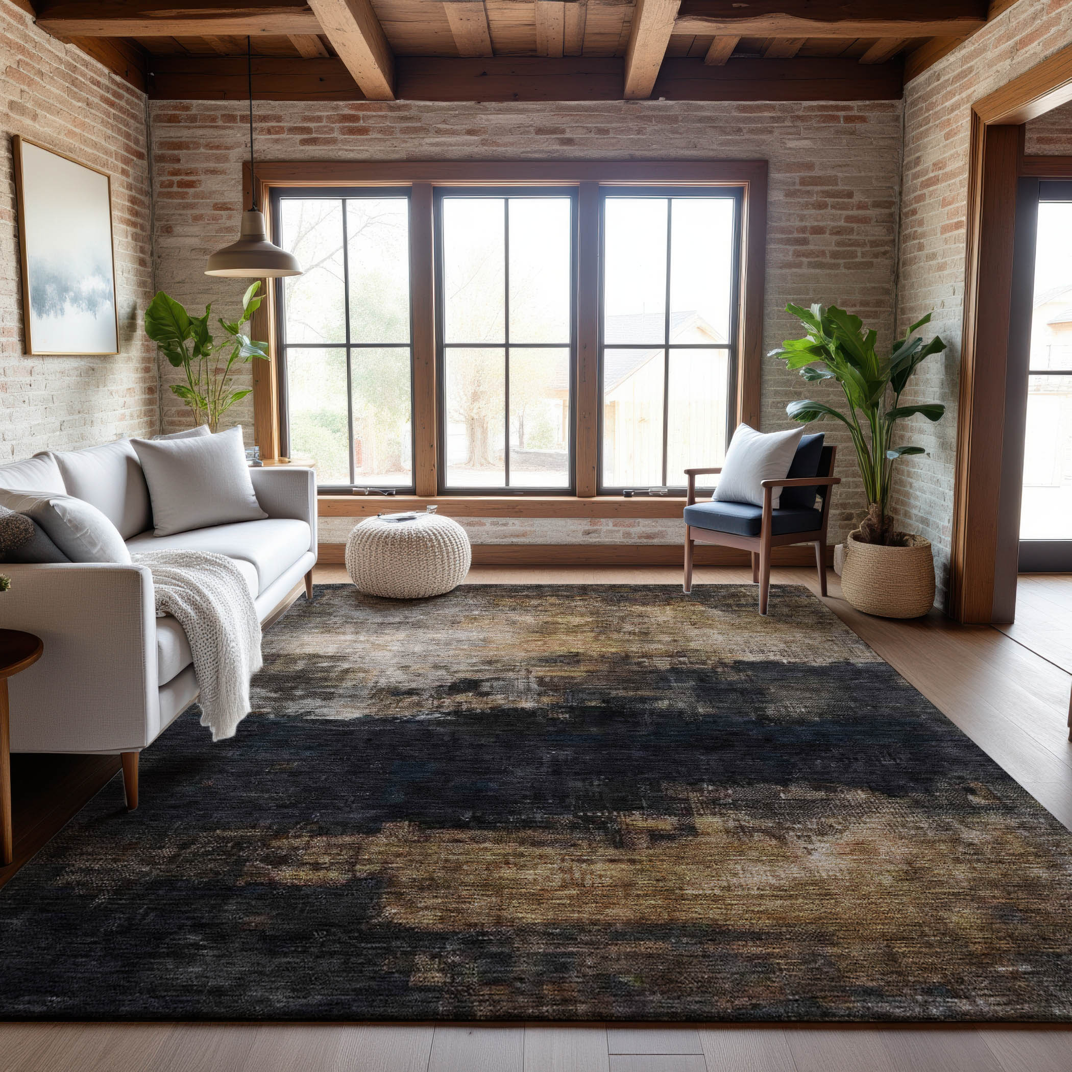 Tallinn Machine Washable Transitional Charcoal Gray Rug 2'6" x 3'10" #shape_Rectangle