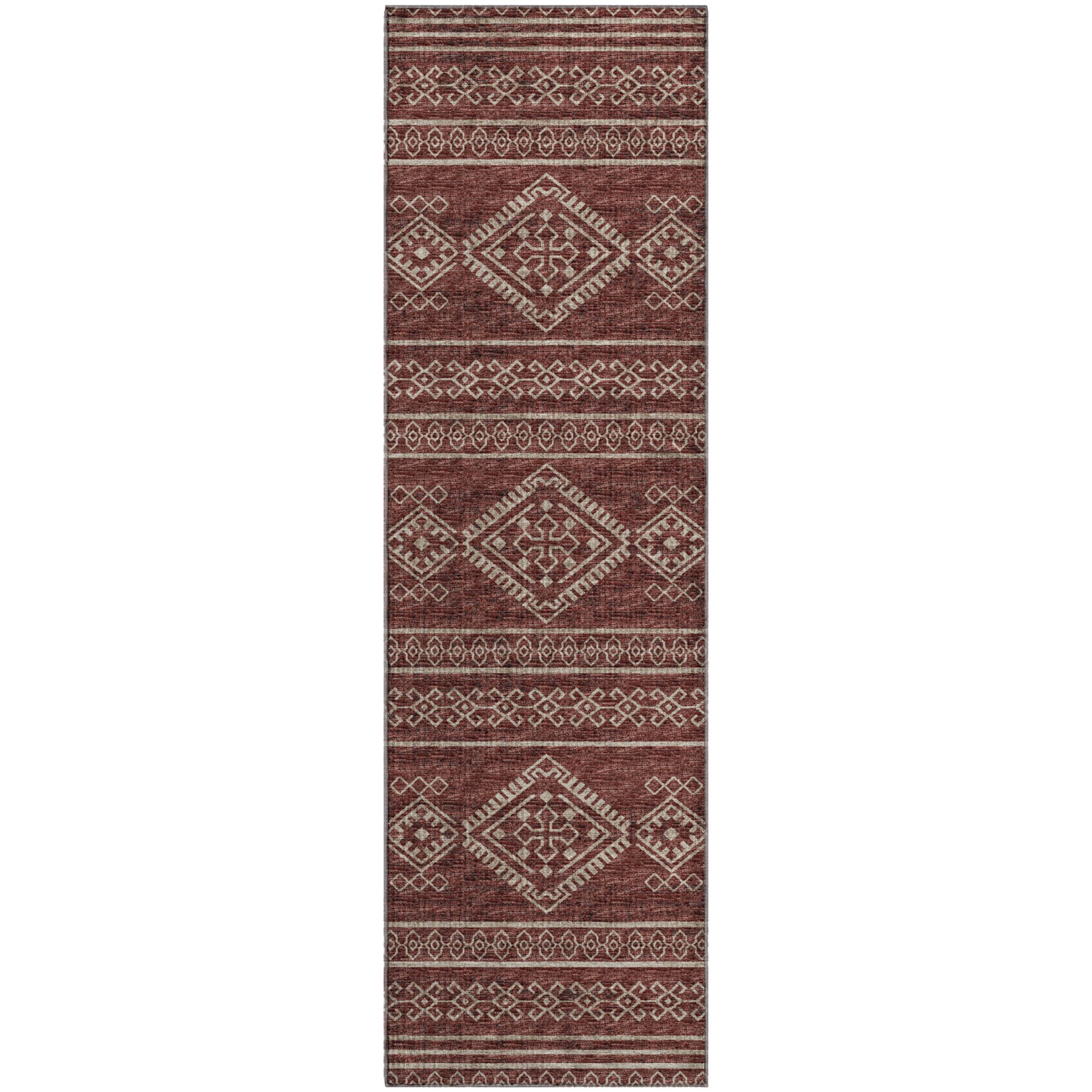 Nairobi Machine Washable Transitional Canyon Red Rug 2'3" x 7'6" #shape_Runner