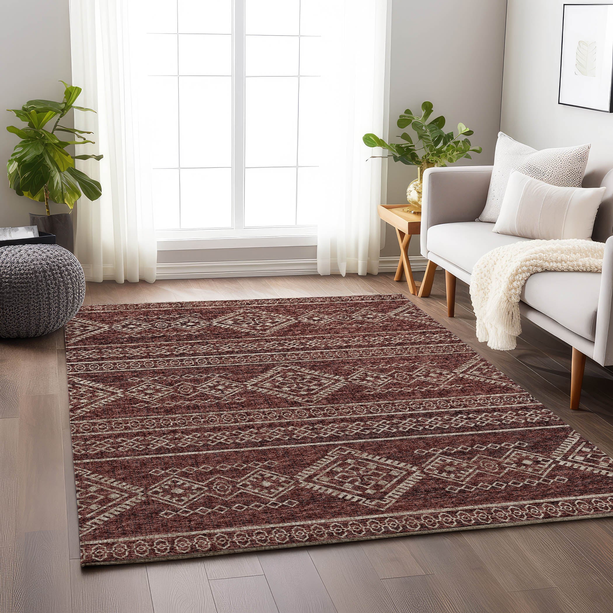 Nairobi Machine Washable Transitional Canyon Red Rug 2'6" x 3'10" #shape_Rectangle
