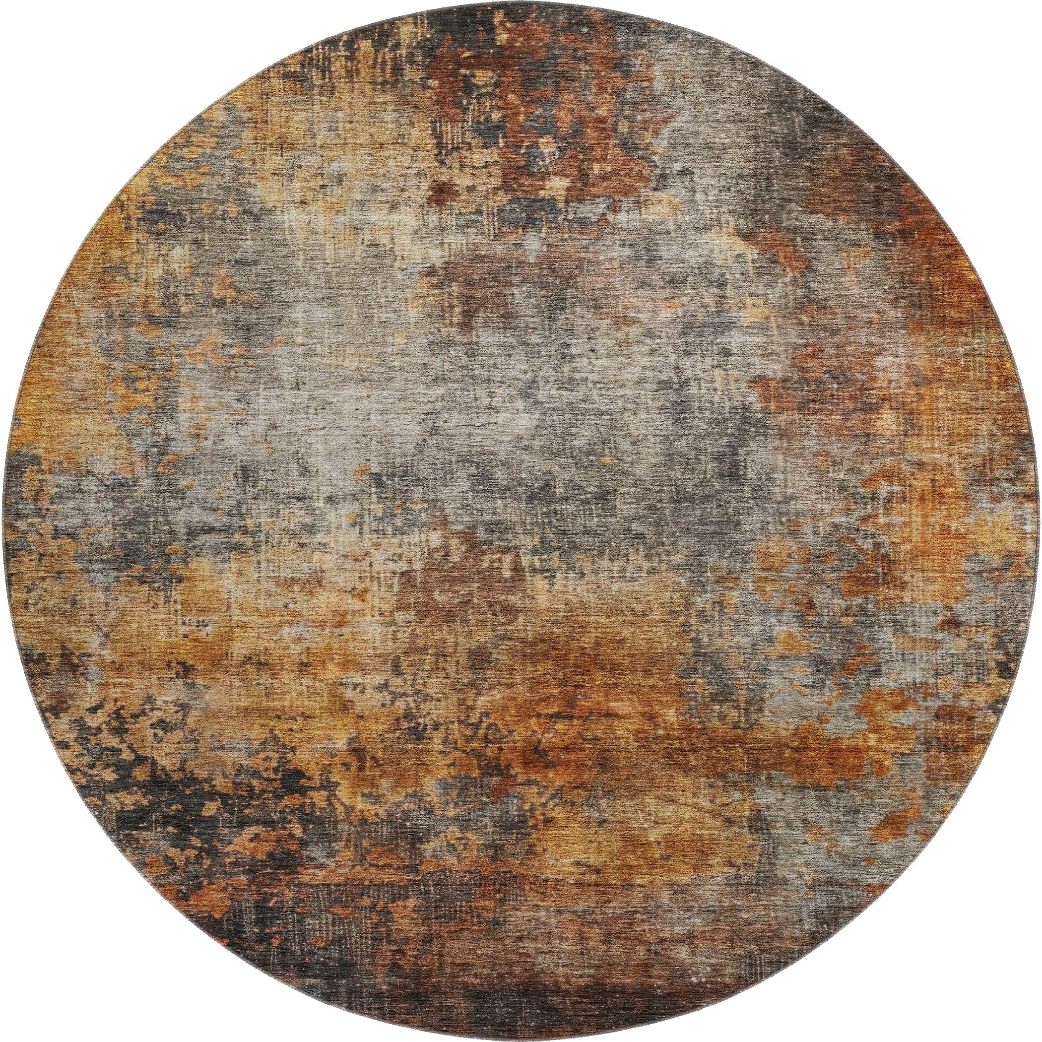Hoi An Machine Washable Transitional Paprika Orange Rug 8' x 8' #shape_Round