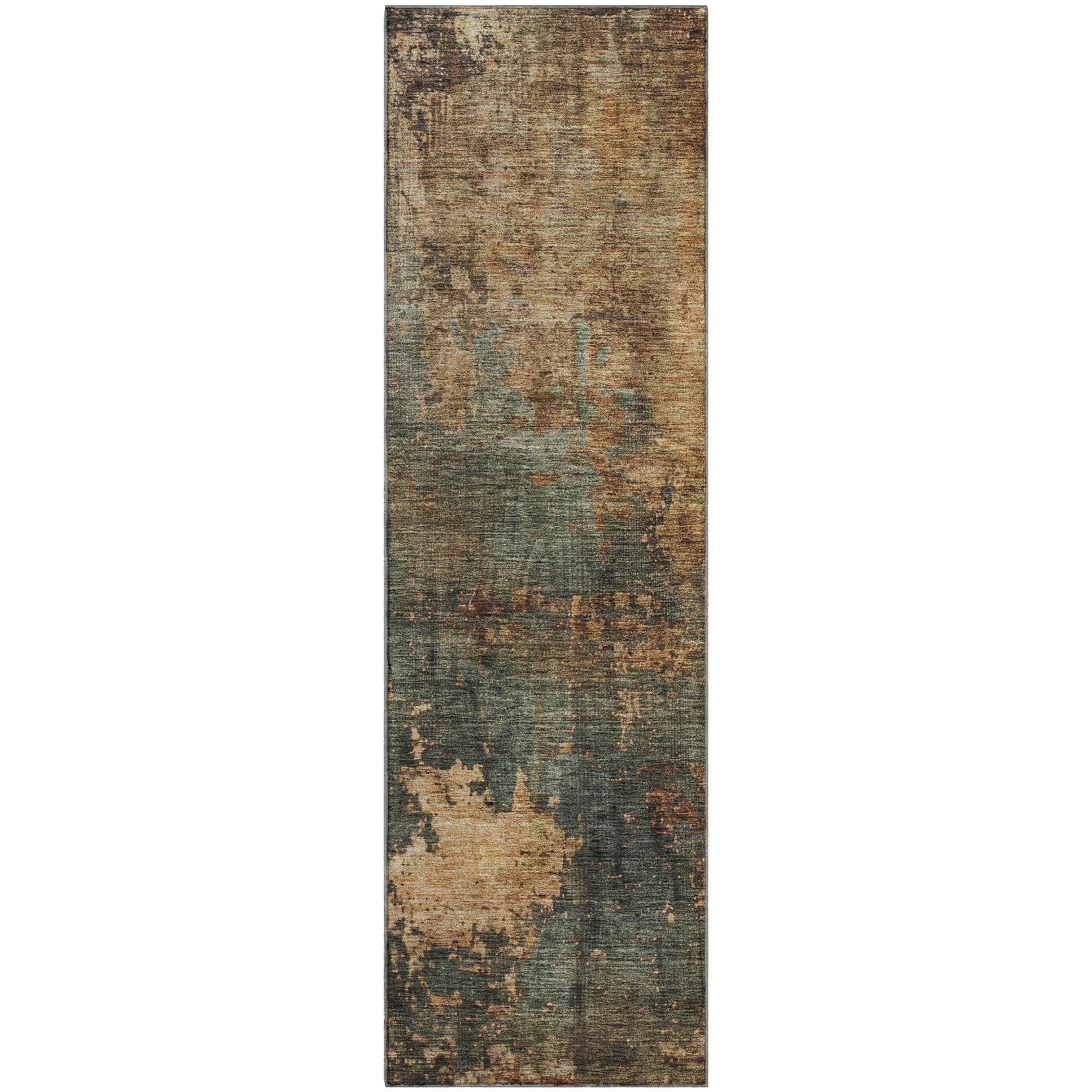 Cairo Machine Washable Transitional Sage Green Rug 2'3" x 7'6" #shape_Runner