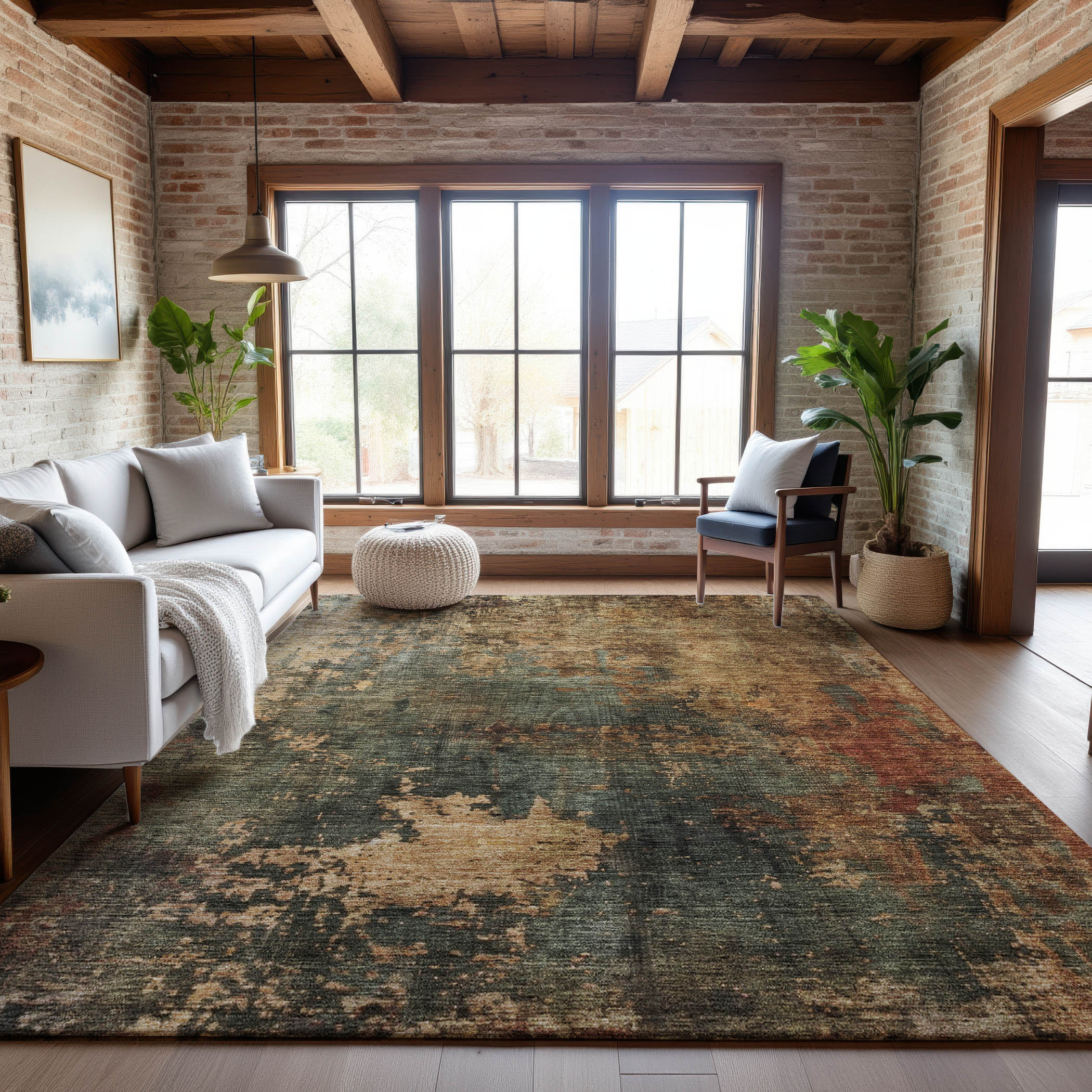 Cairo Machine Washable Transitional Sage Green Rug 2'6" x 3'10" #shape_Rectangle