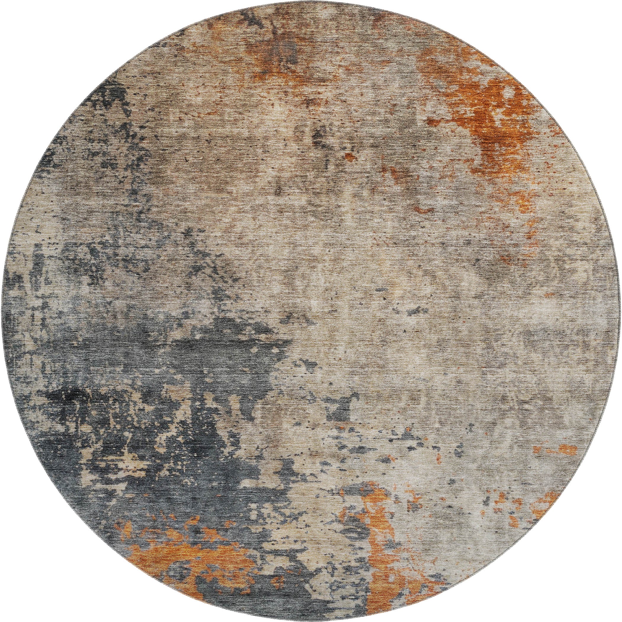 Marrakech Machine Washable Transitional Khaki Brown Rug 8' x 8' #shape_Round