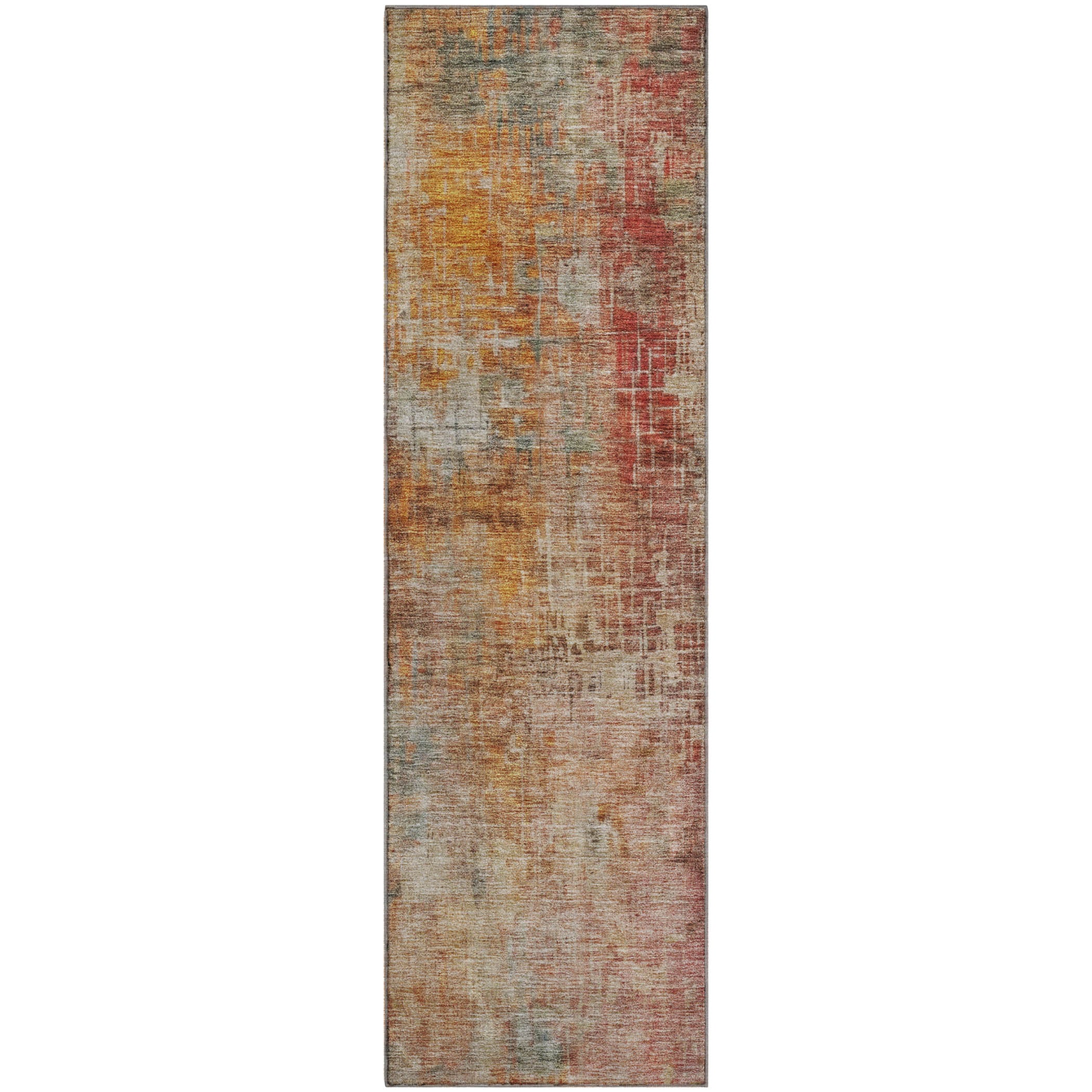 Seoul Machine Washable Transitional Tan Brown Rug 2'3" x 7'6" #shape_Runner