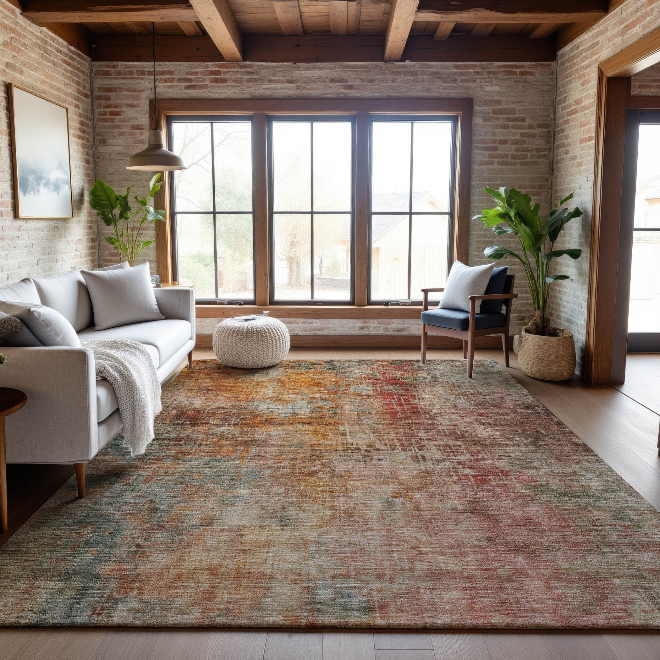 Seoul Machine Washable Transitional Tan Brown Rug 2'6" x 3'10" #shape_Rectangle