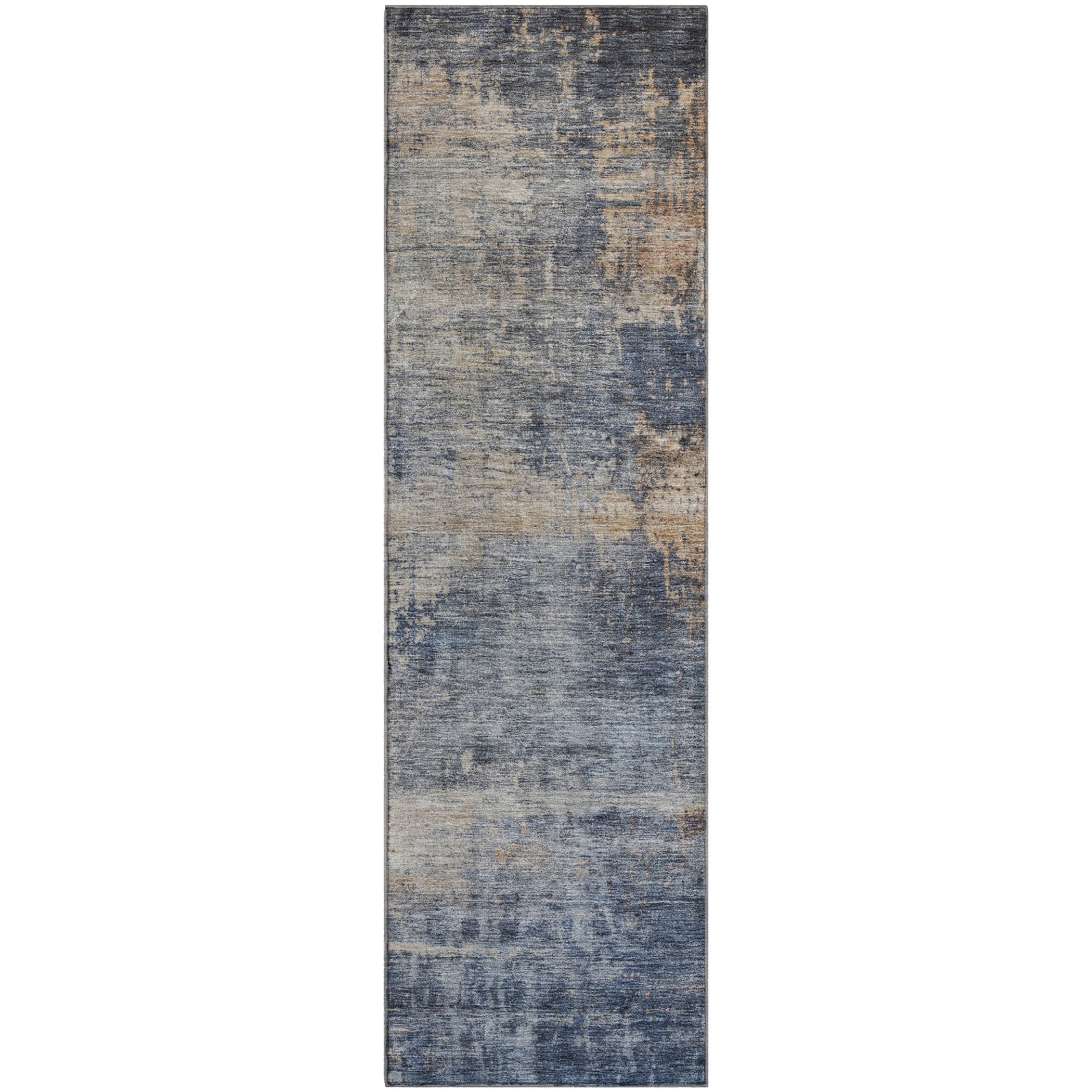 Lima Machine Washable Transitional Denim Blue Rug 2'3" x 7'6" #shape_Runner
