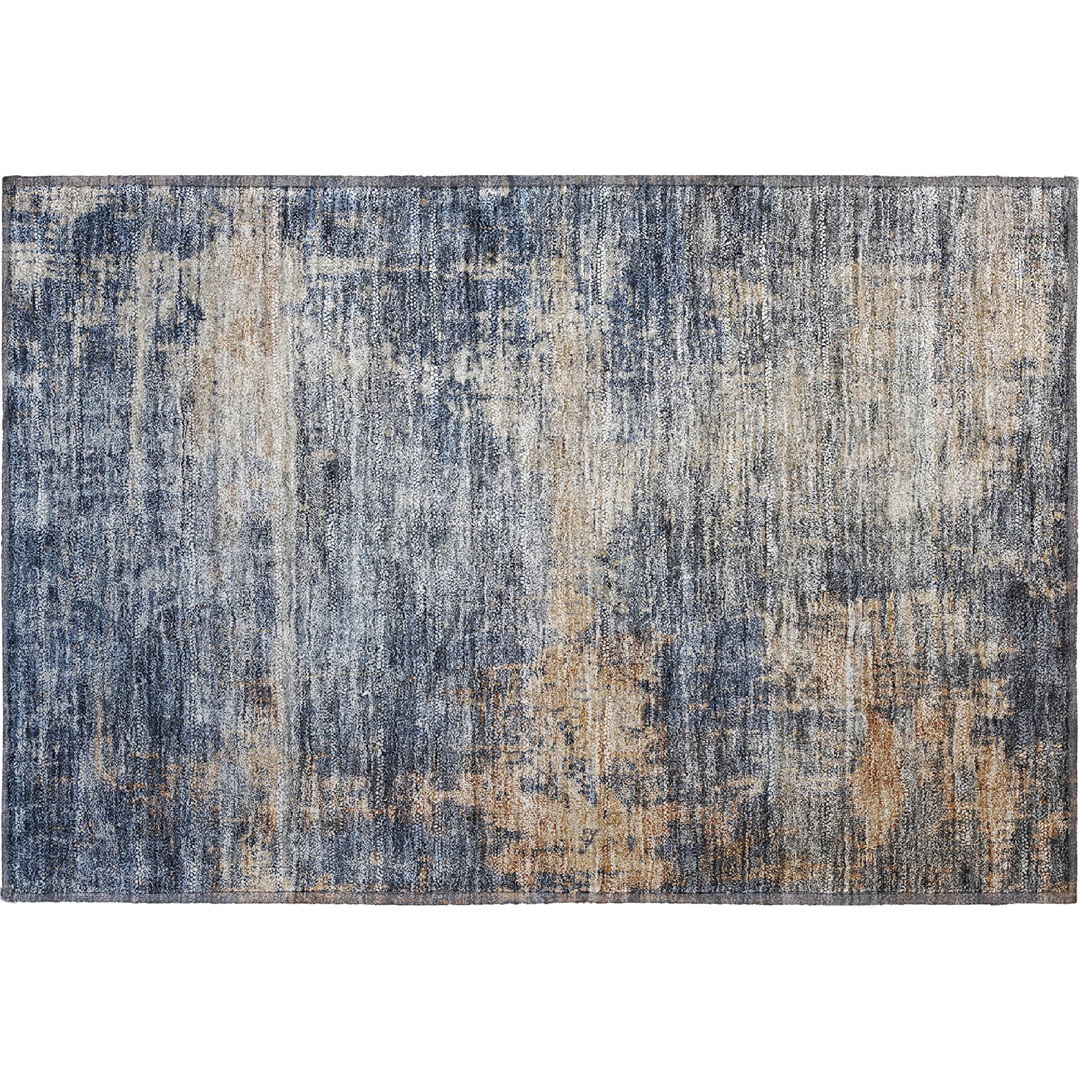 Lima Machine Washable Transitional Denim Blue Rug 1'8" x 2'6" #shape_Rectangle