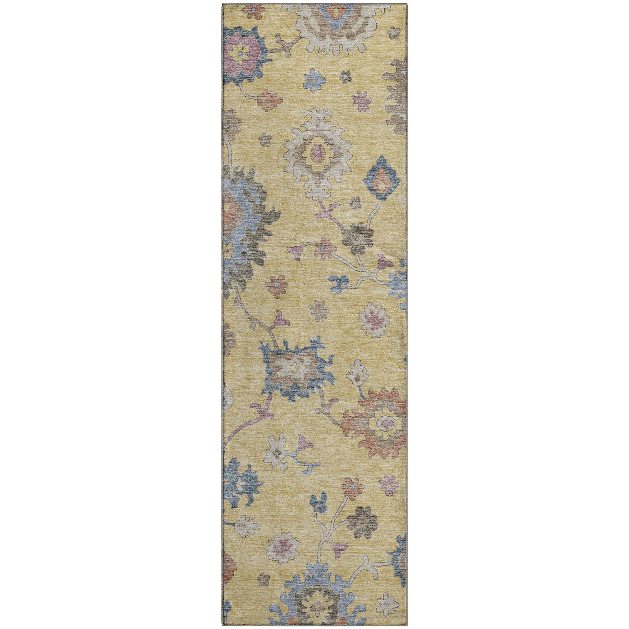 Lisbon Machine Washable Transitional Gold Rug 2'3" x 7'6" #shape_Runner