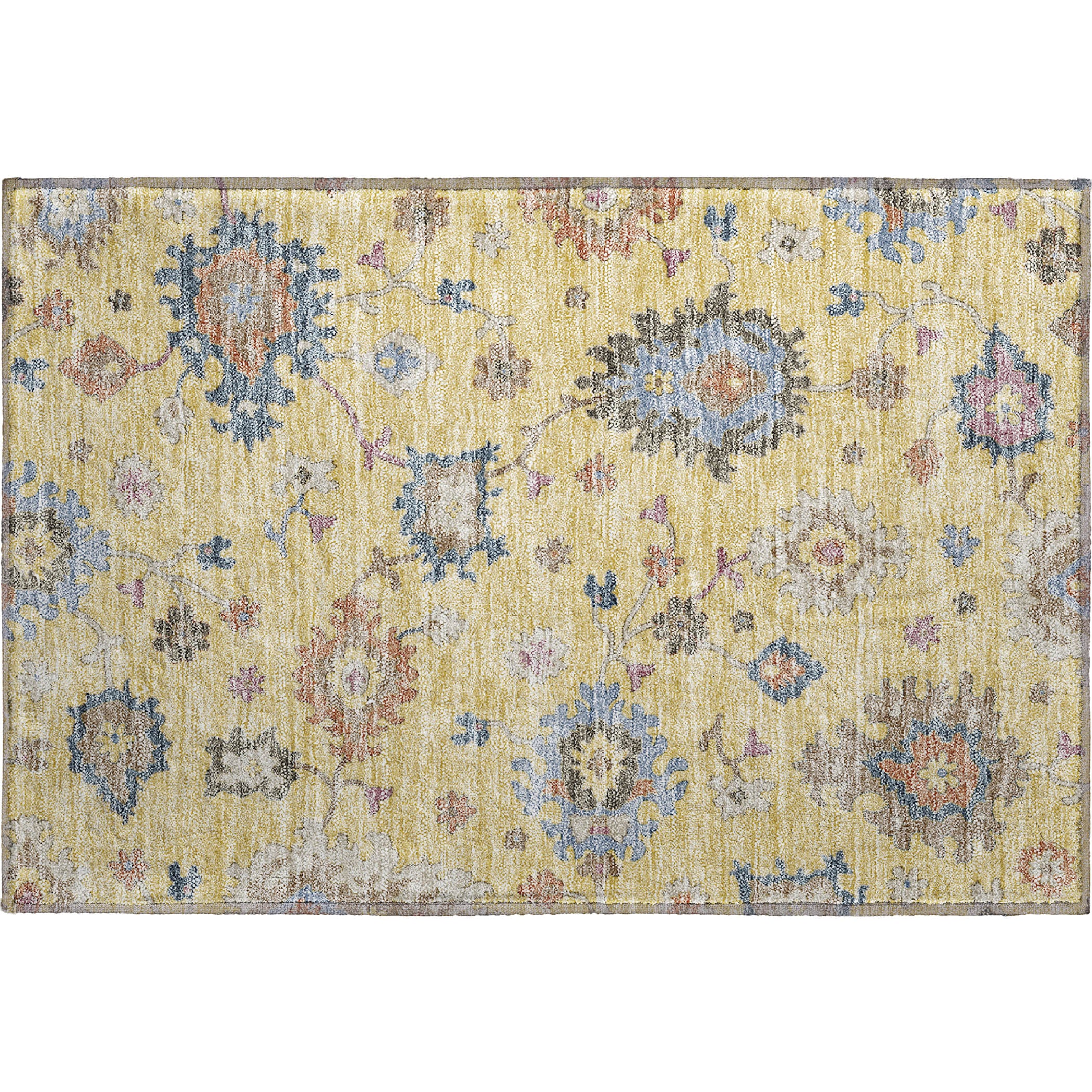 Lisbon Machine Washable Transitional Gold Rug 1'8" x 2'6" #shape_Rectangle