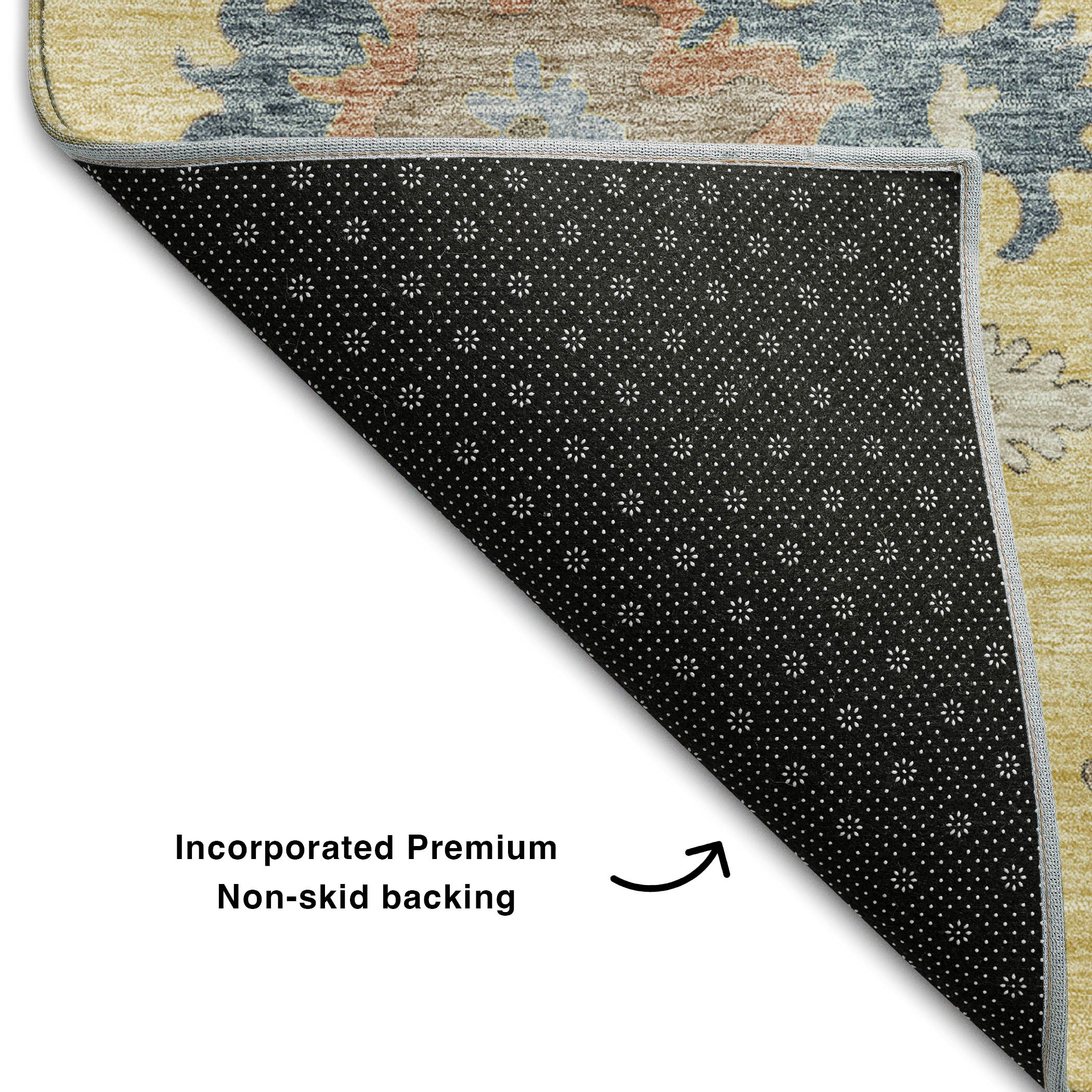 Lisbon Machine Washable Transitional Gold Rug 1'8" x 2'6" #shape_Rectangle