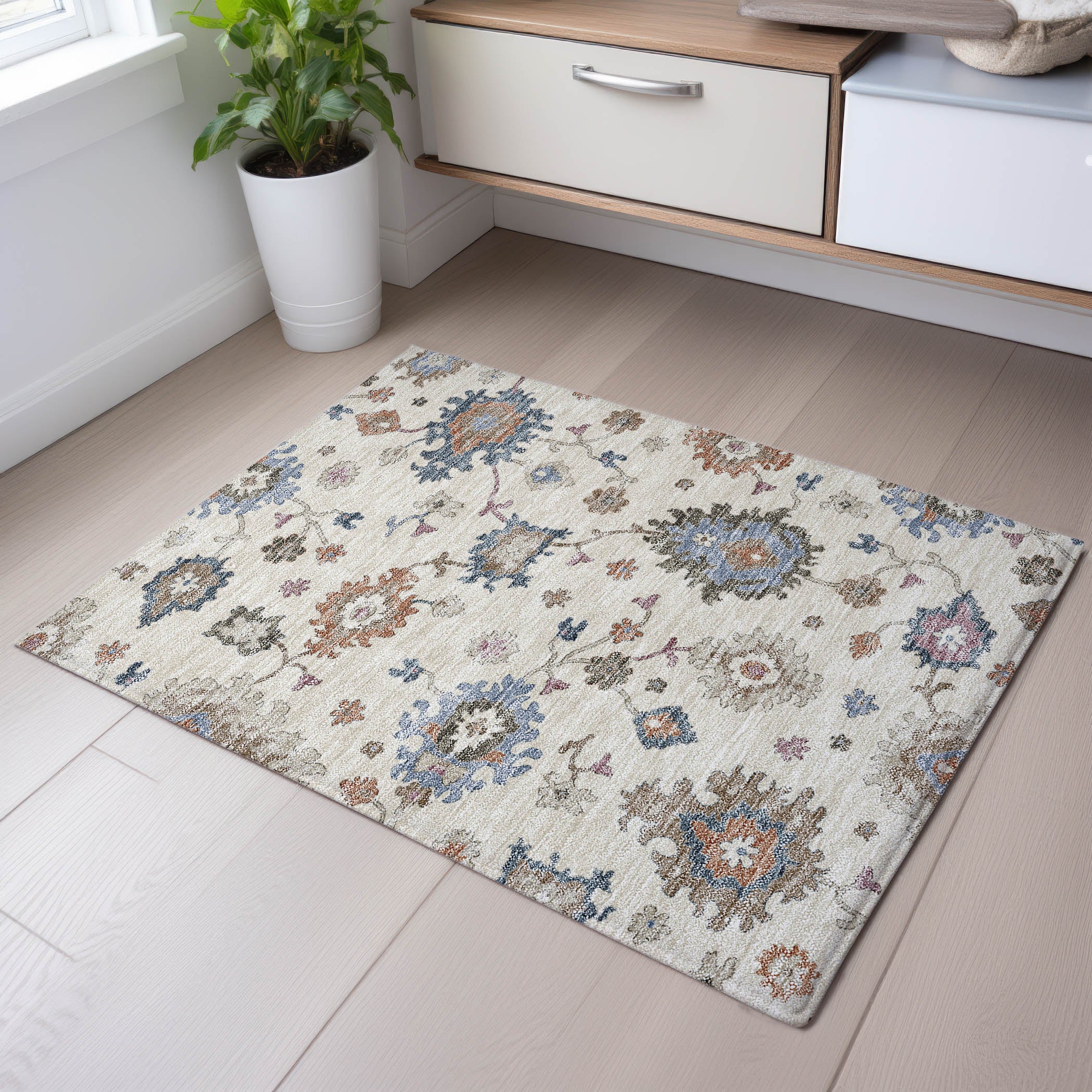 Lisbon Machine Washable Transitional Ivory Rug 1'8" x 2'6" #shape_Rectangle