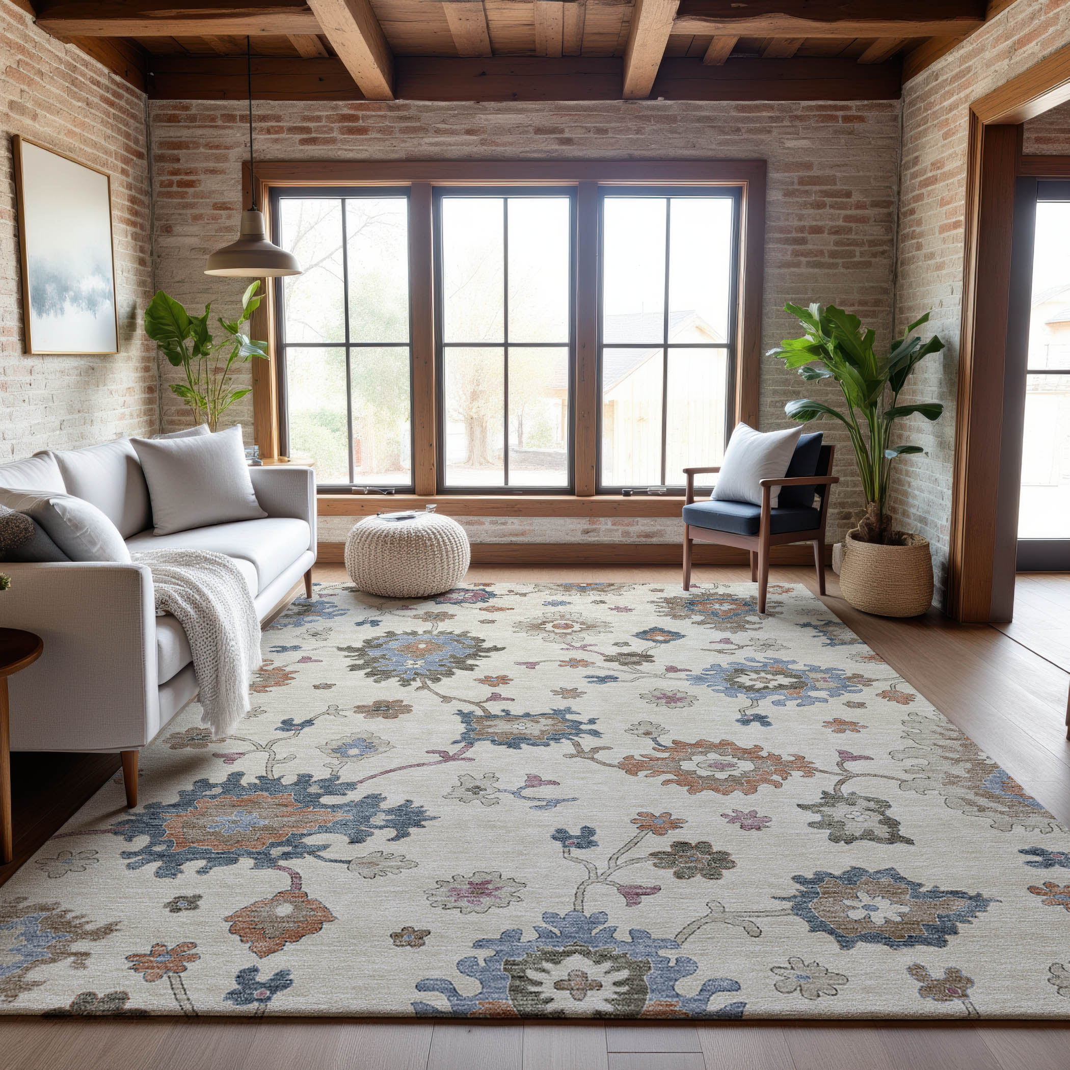 Lisbon Machine Washable Transitional Ivory Rug 2'6" x 3'10" #shape_Rectangle
