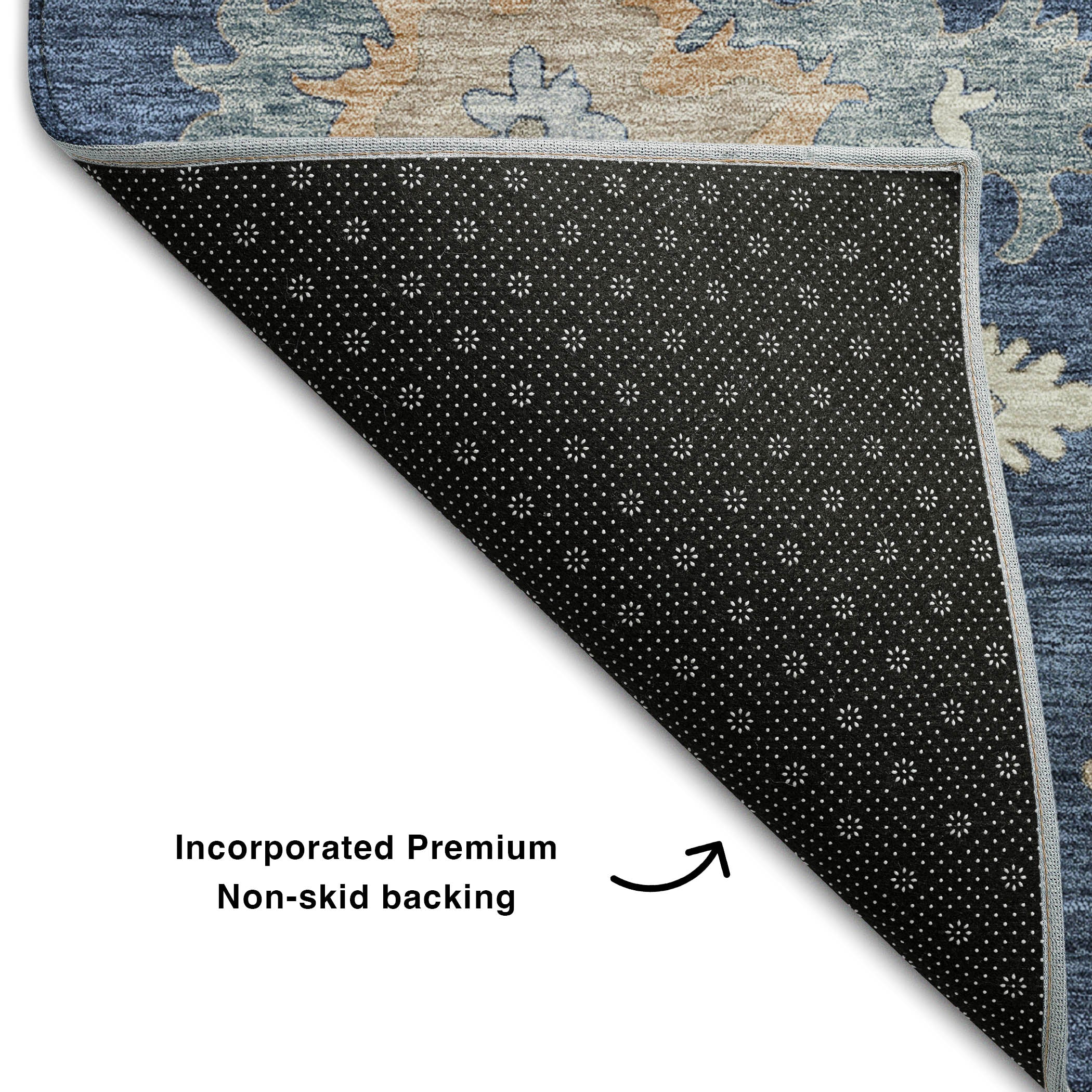 Lisbon Machine Washable Transitional Navy Blue Rug 1'8" x 2'6" #shape_Rectangle