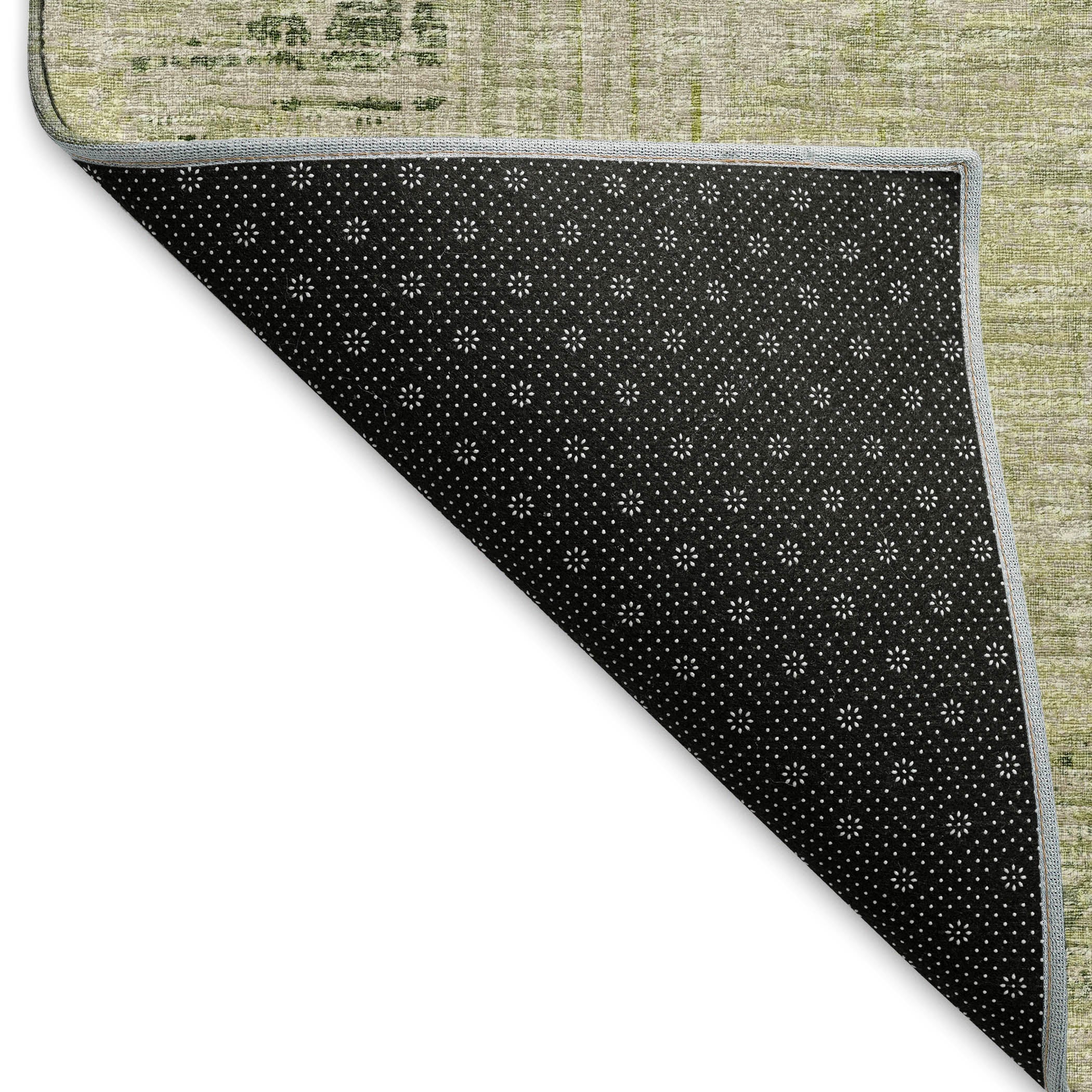 Hoi An Machine Washable Transitional Green Rug 1'8" x 2'6" #shape_Rectangle
