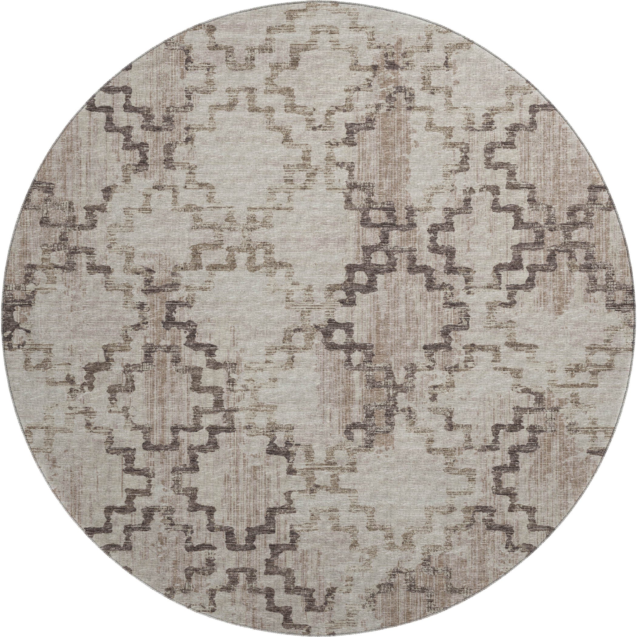 Hoi An Machine Washable Transitional Mocha Brown Rug 8' x 8' #shape_Round