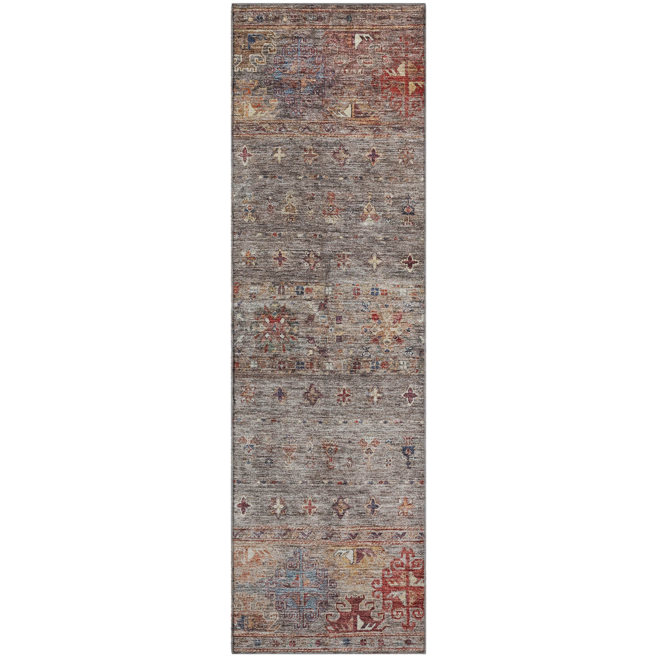 Seoul Machine Washable Transitional Gray Rug 2'3" x 7'6" #shape_Runner