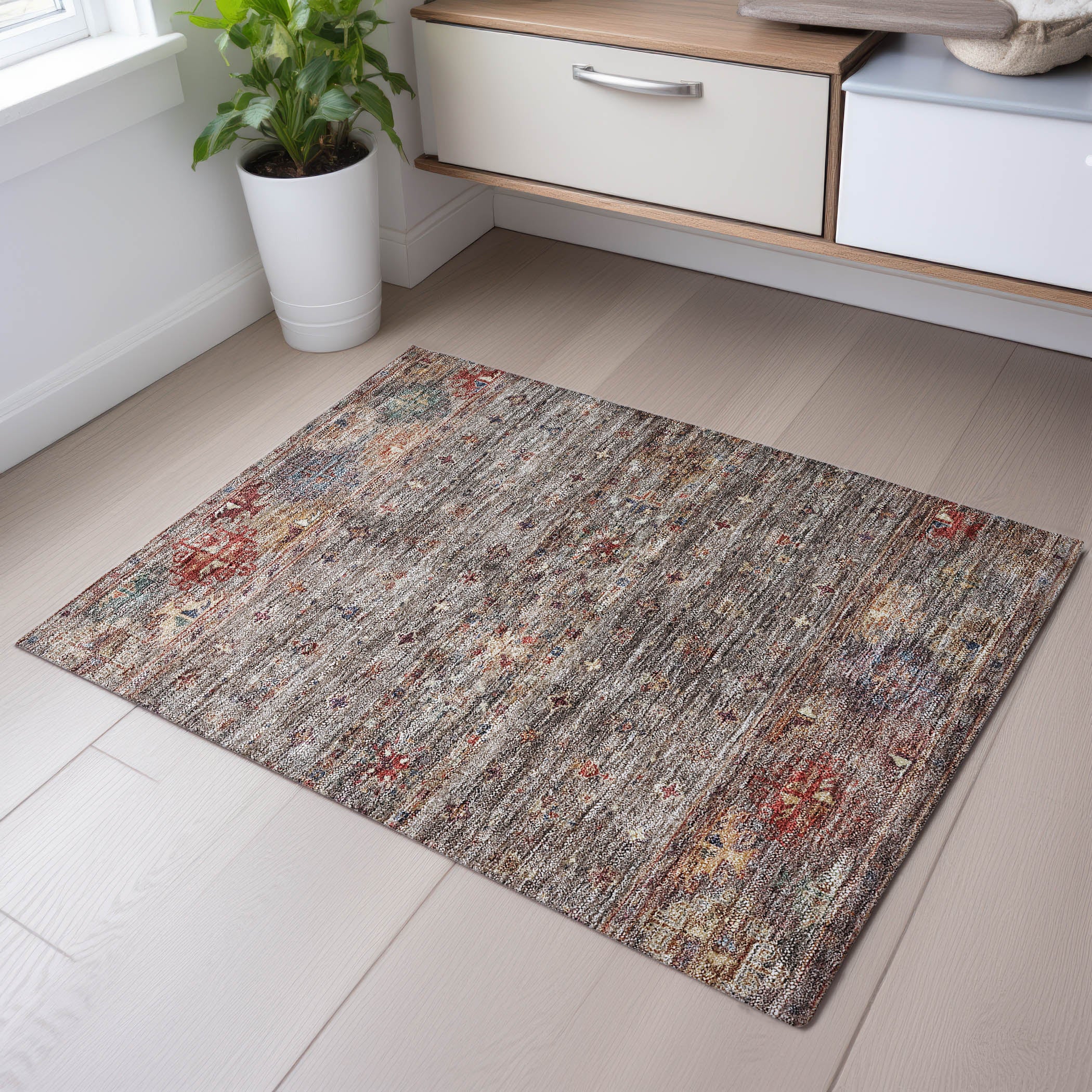 Seoul Machine Washable Transitional Gray Rug 1'8" x 2'6" #shape_Rectangle