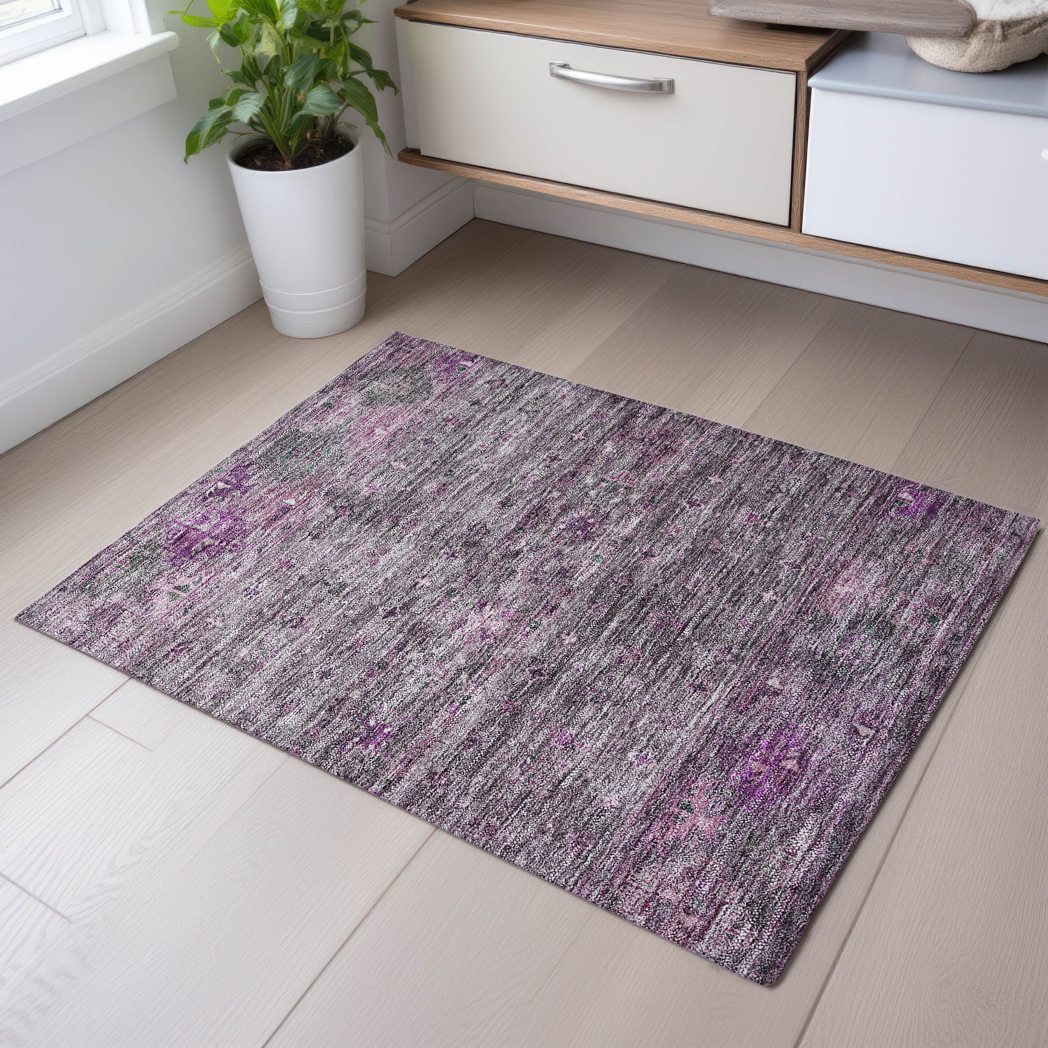 Seoul Machine Washable Transitional Purple Rug 1'8" x 2'6" #shape_Rectangle