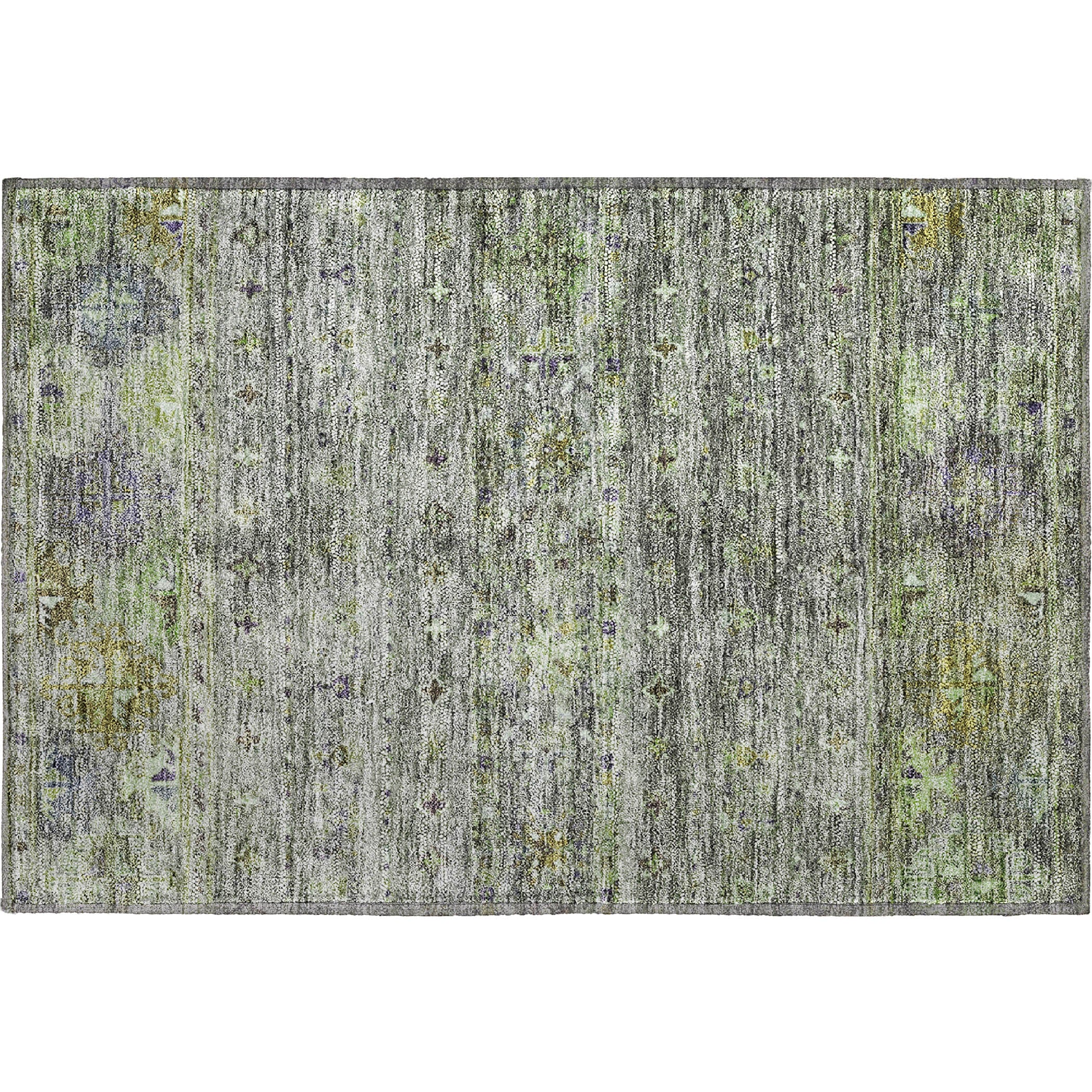 Seoul Machine Washable Transitional Sage Green Rug 1'8" x 2'6" #shape_Rectangle