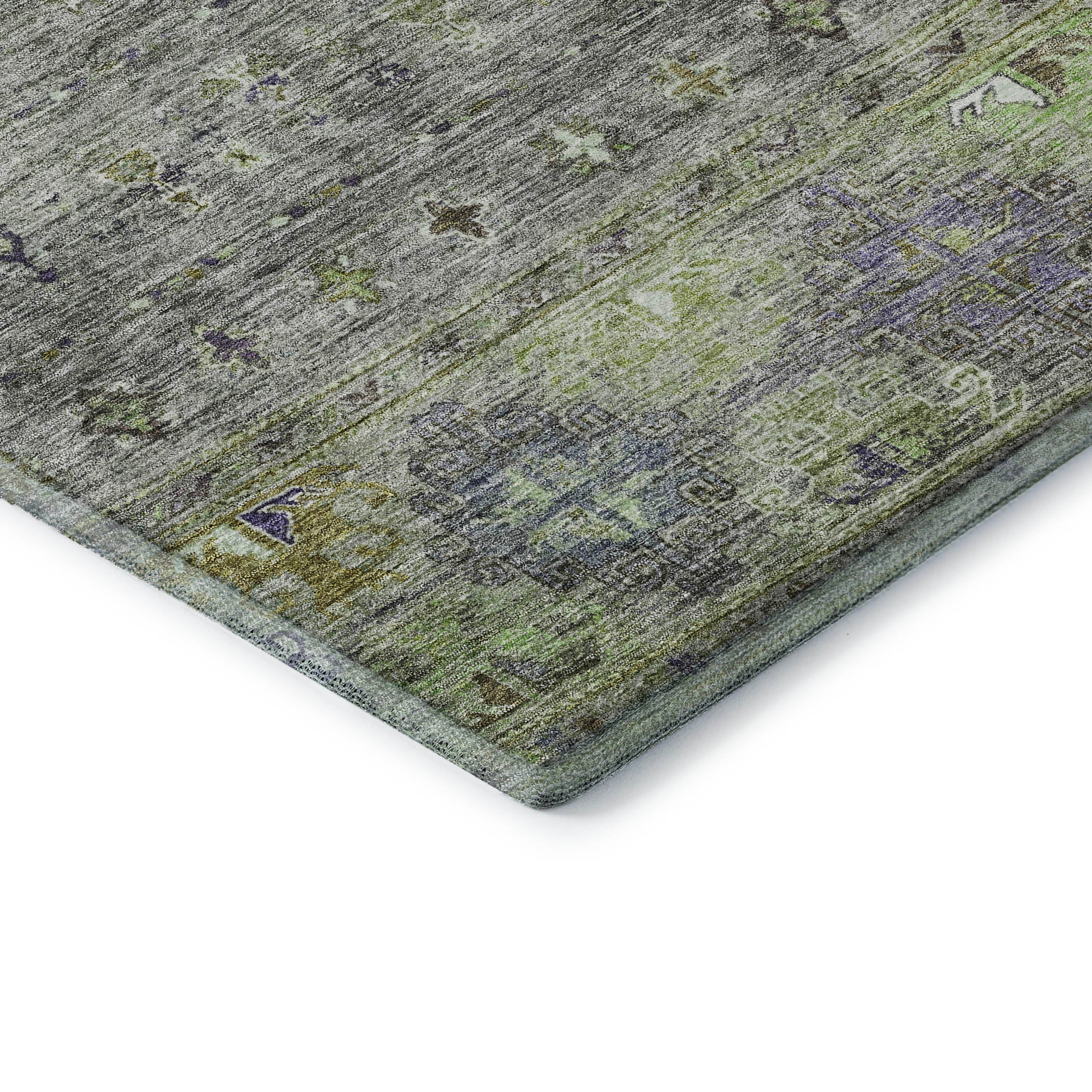 Seoul Machine Washable Transitional Sage Green Rug 1'8" x 2'6" #shape_Rectangle