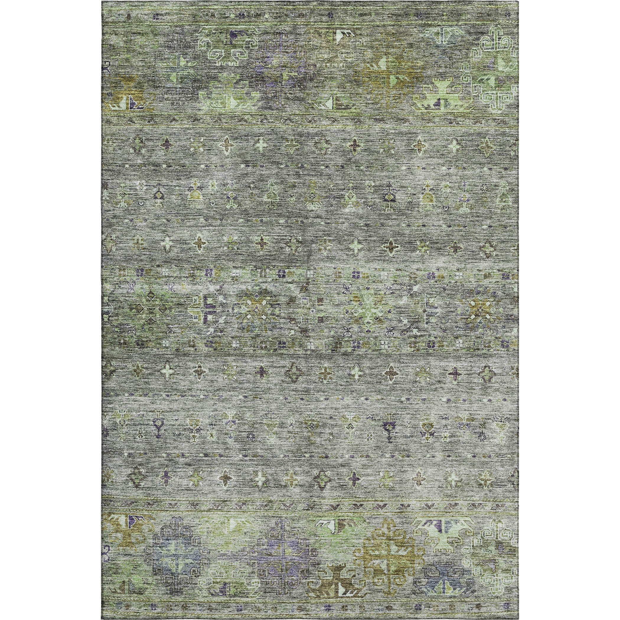 Seoul Machine Washable Transitional Sage Green Rug 2'6" x 3'10" #shape_Rectangle