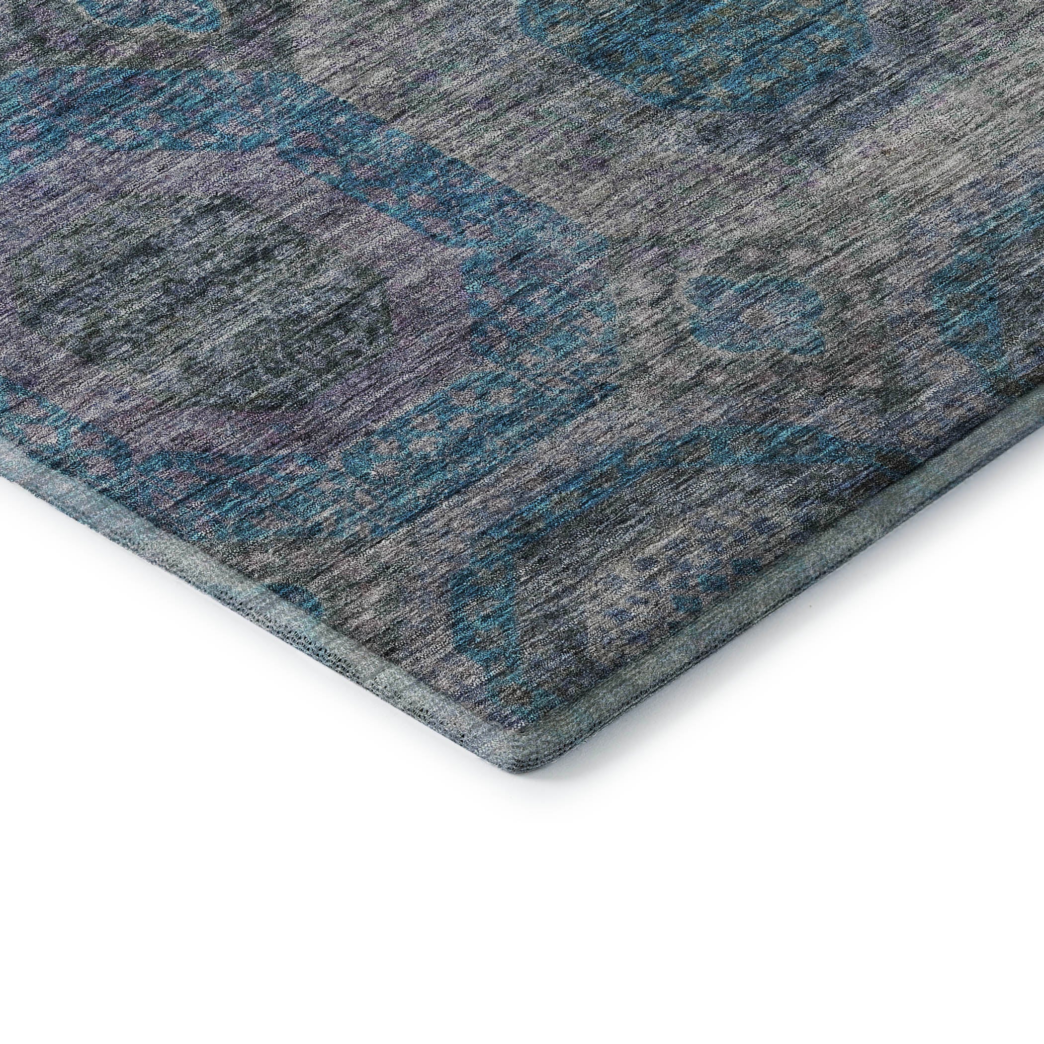 Siena Machine Washable Transitional Blue Rug 1'8" x 2'6" #shape_Rectangle