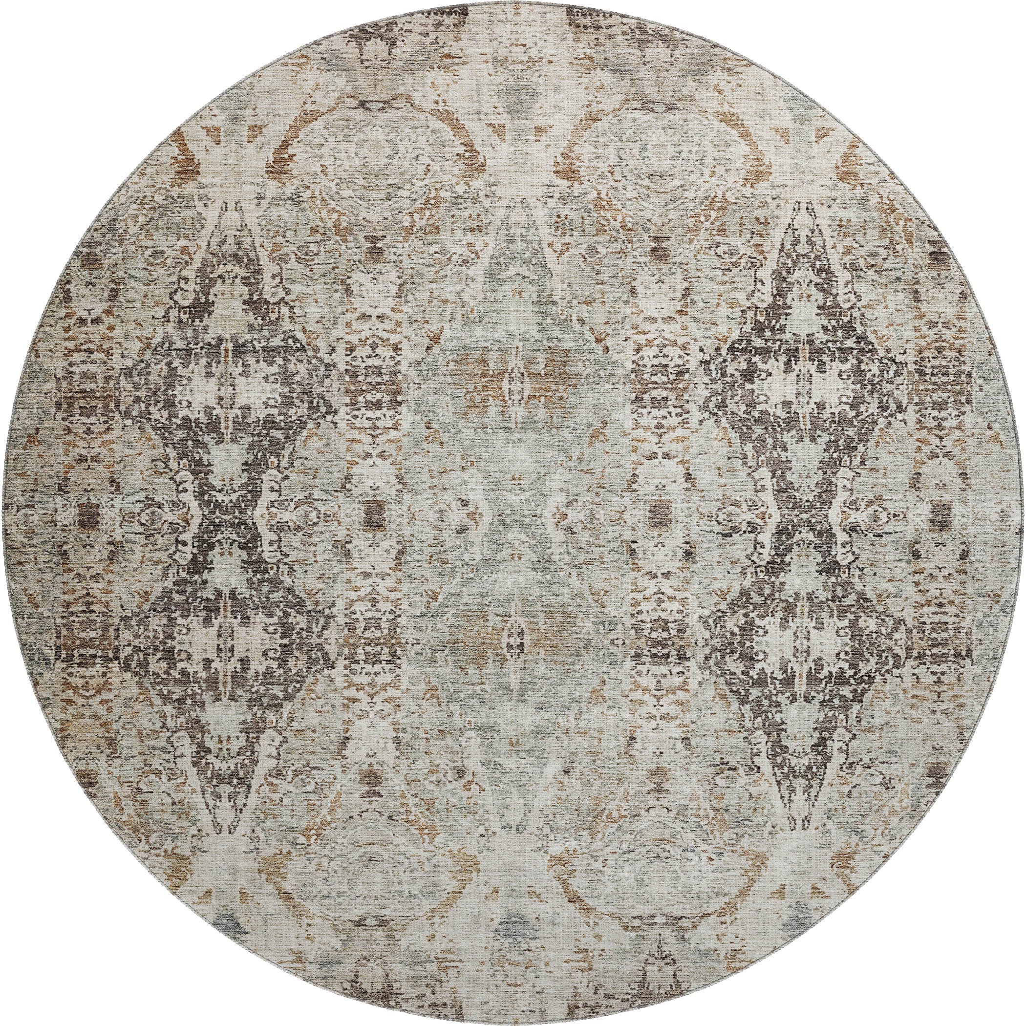 Colombo Machine Washable Transitional Linen Ivory Rug 8' x 8' #shape_Round